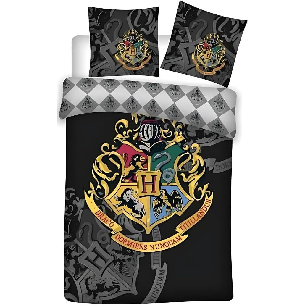 TEMU Parure de Couette Harry Potter- 1 Housse de Couette 140x200 + 1 taie 63x63cm (Parure de lit Harry Potter - B)