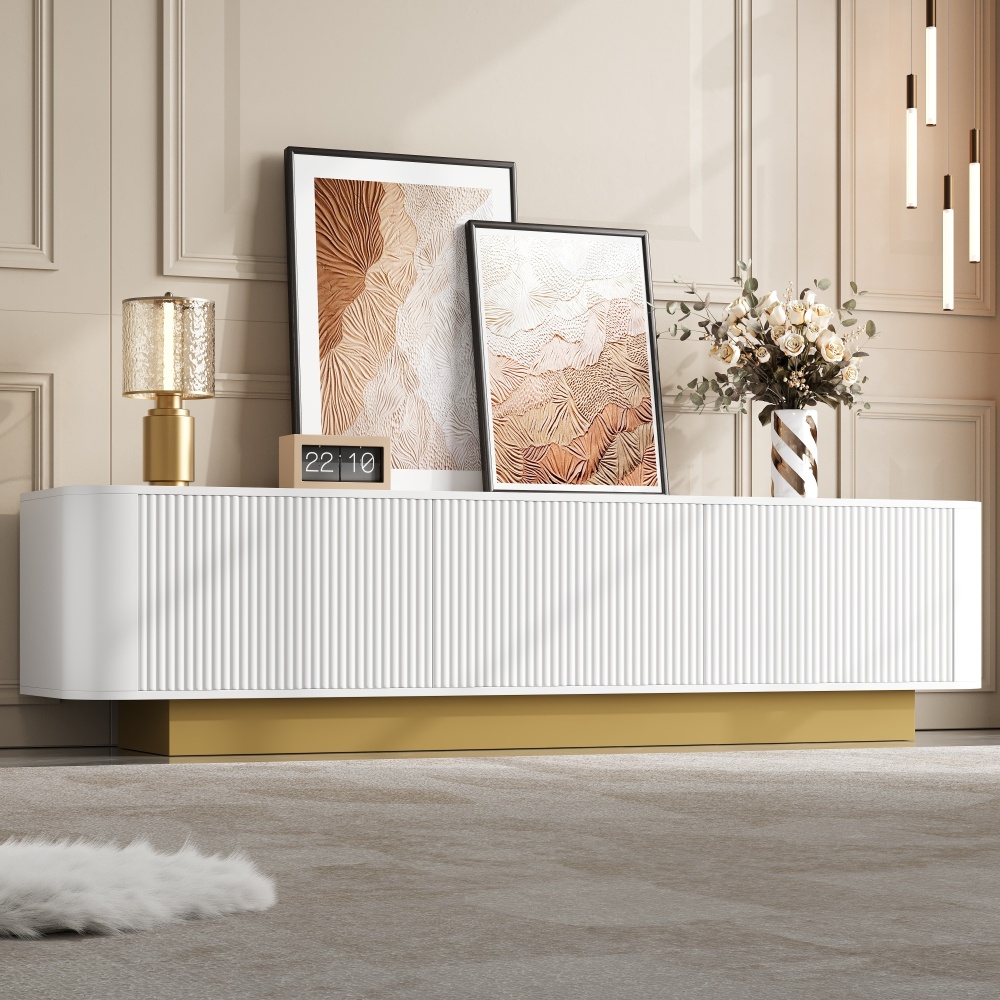 Image of Compact 170cm Tv Cabinet With 3 Doors, Tv Cabinet With Cable Management & For Living Rooms & Apartments