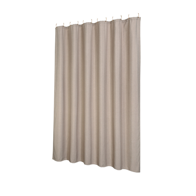 Image of Lintimes Hotel Luxury 240gsm Heavy Fabric Shower Curtain With Hooks, Washable, Taupe, 150x180 Cm