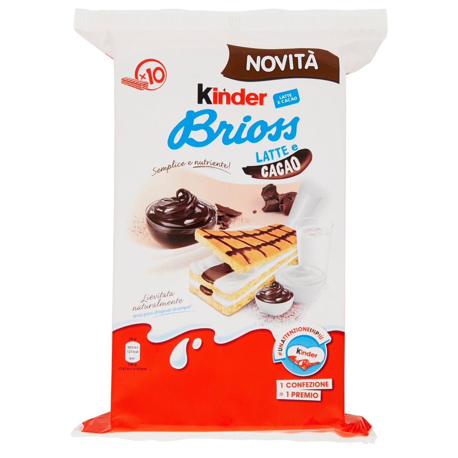 TEMU Ferrero Kinder Brioss Latte y Cacao - 4 Paquetes de 10 unidades de 29 G cada uno [40 unidades, 1160 G]