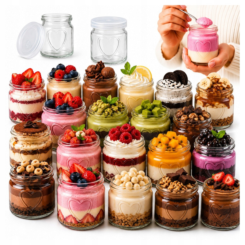 Heart-shaped Dessert Glasses (150 Ml) – Containers For Yogurt, Dessert, Honey, Or Pudding (20-pack)