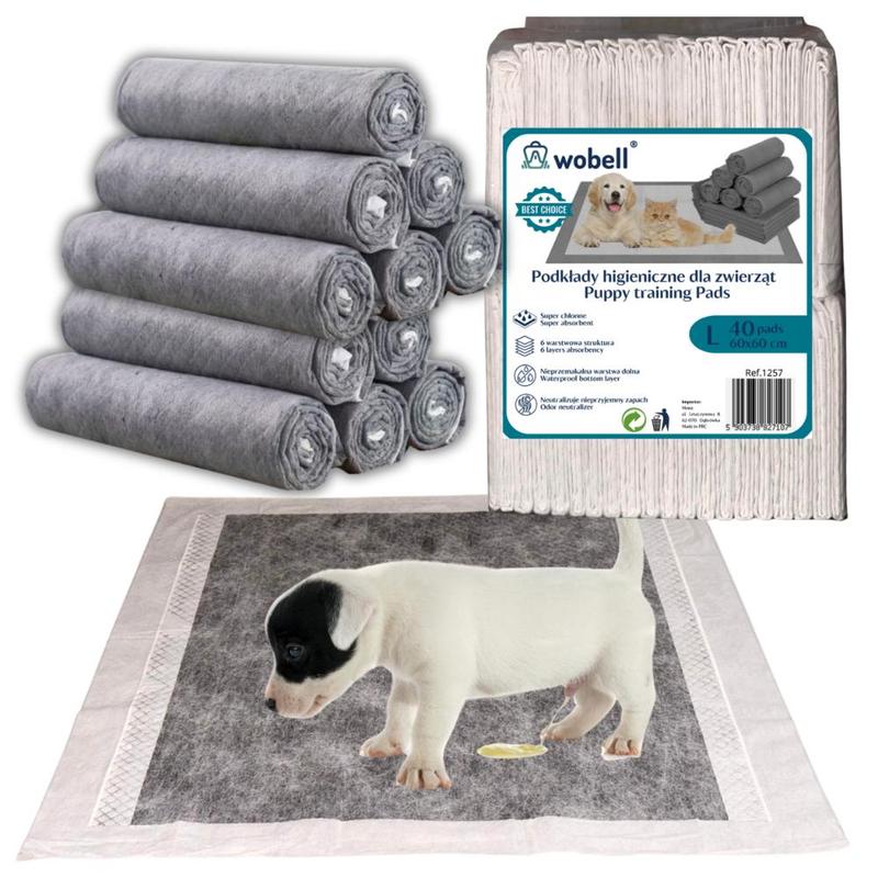 TEMU Wobell Dog Pee Pads 60x60 Cm â 40 Pcs, Super Absorbent, Hygienic Disposable Mats With Activated Charcoal & 6-layer Structure, Odor Neutralizing