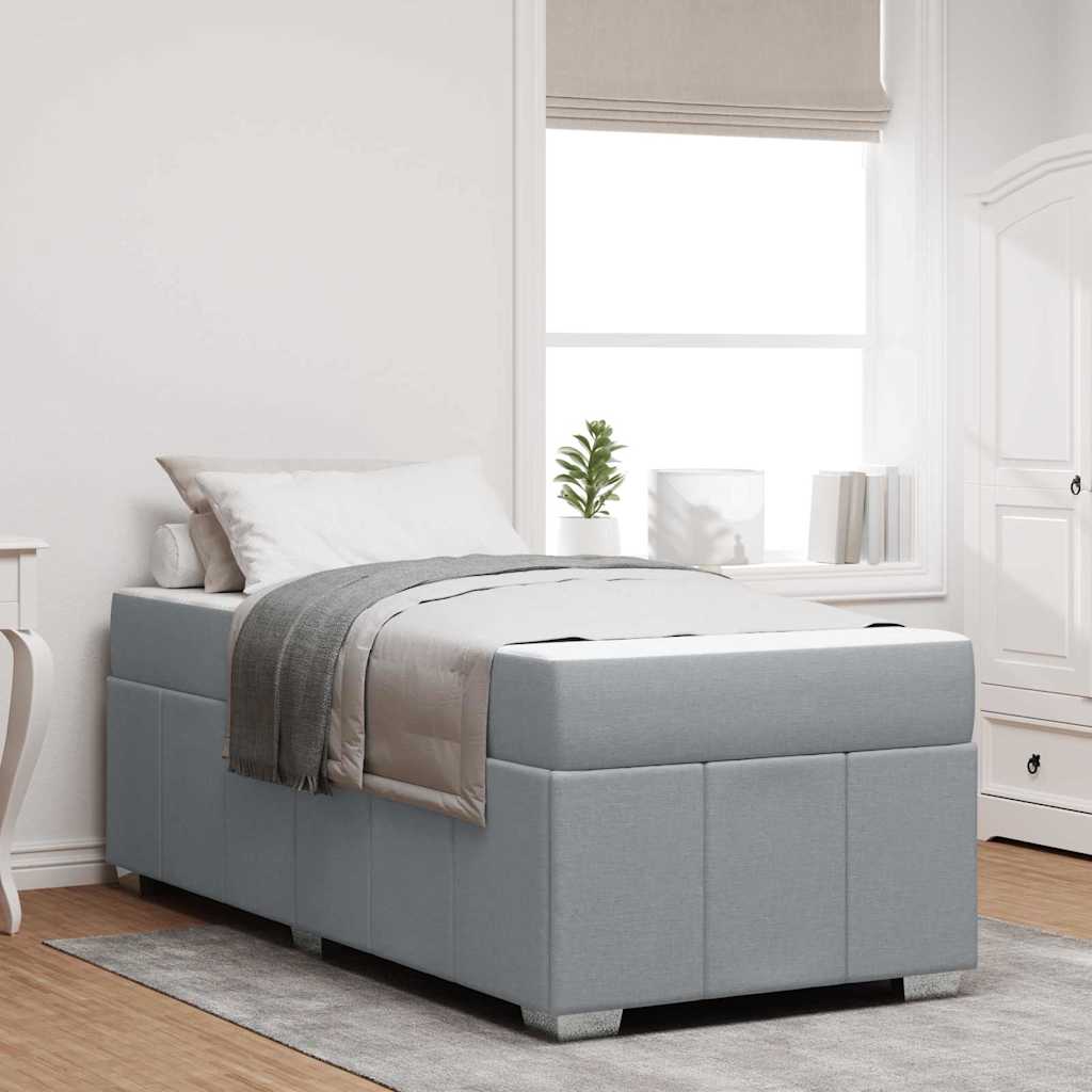 Vidaxl Light Grey Fabric Bed Frame 90 X 190 Cm, Modern Sleeping Area, Comfortable Box Spring Beds, Durable Upholstered Frames, Relaxation Solutions, Contemporary Design