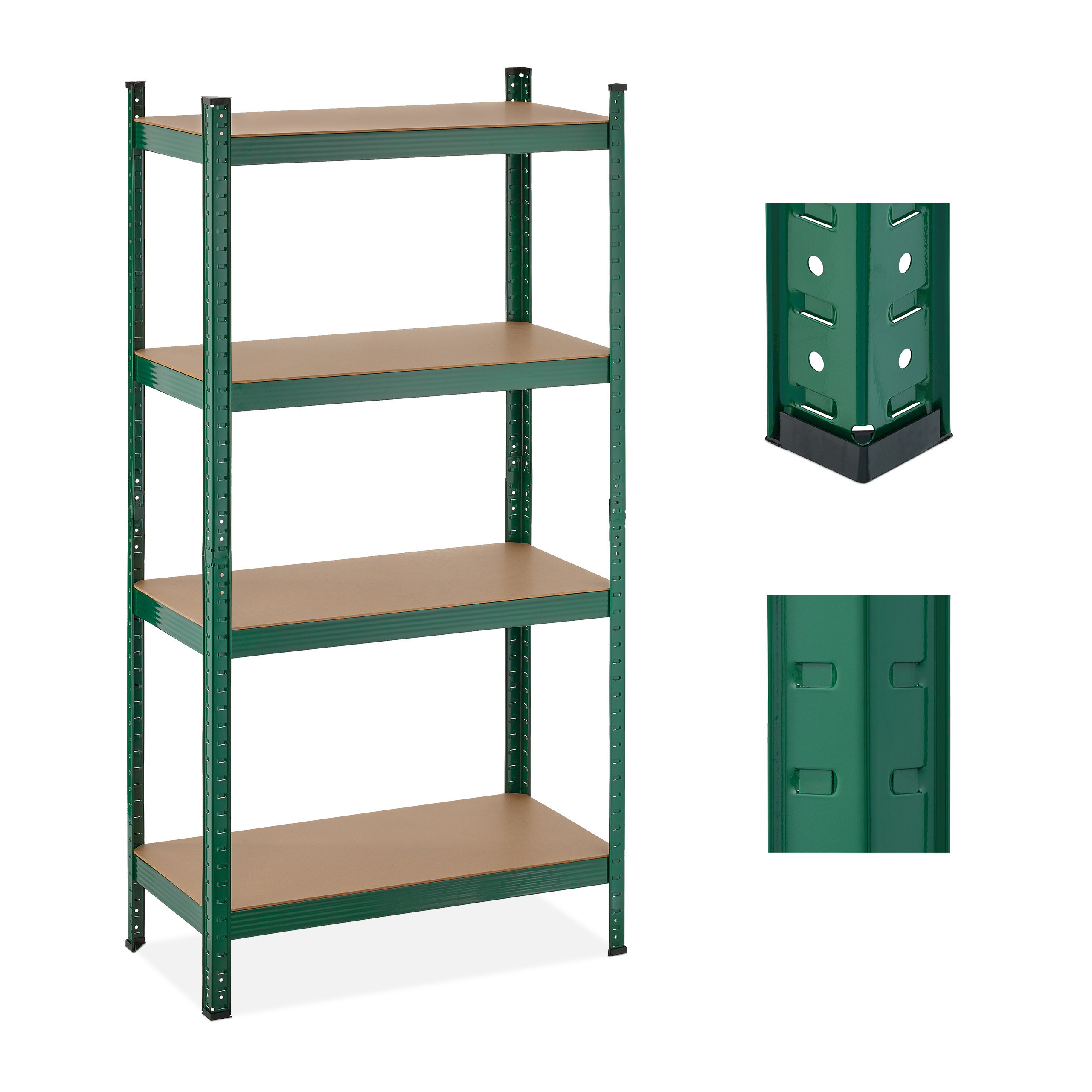 TEMU 4-tier Shelf, 156 X 80 X 40 Cm, Total Load Capacity 280 Kg, Steel With Mdf Shelves And Plastic Floor Protectors, Adjustable Screw-free Assembly,
