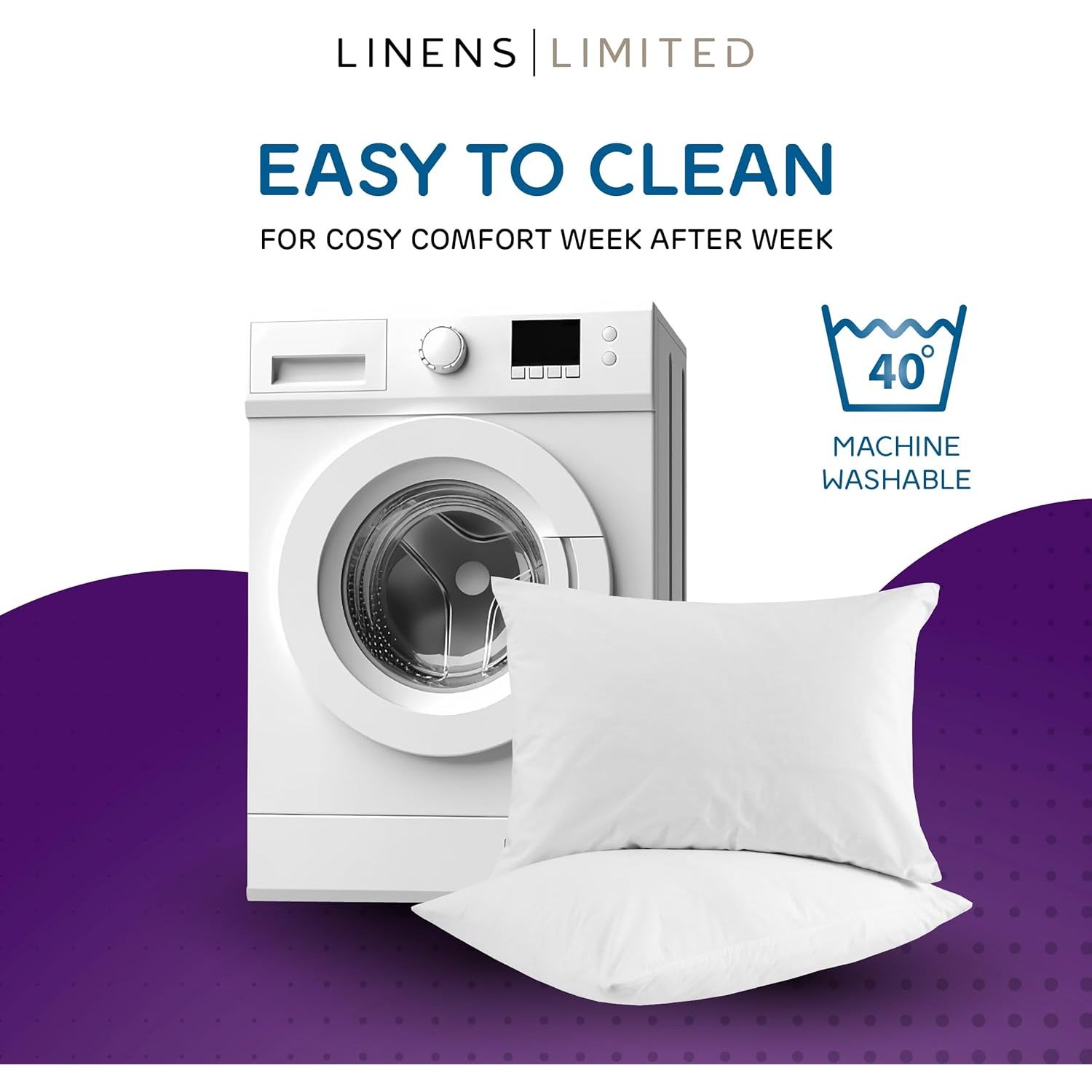 Soft Firm Orthopedic Support Pillow, Hypoallergenic Hollowfibre Bed Pillow, Made in the UK, Machine Washable White