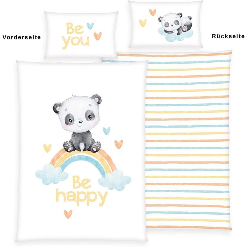 Image of Panda Rainbow Bedding 100x135cm 40x60cm