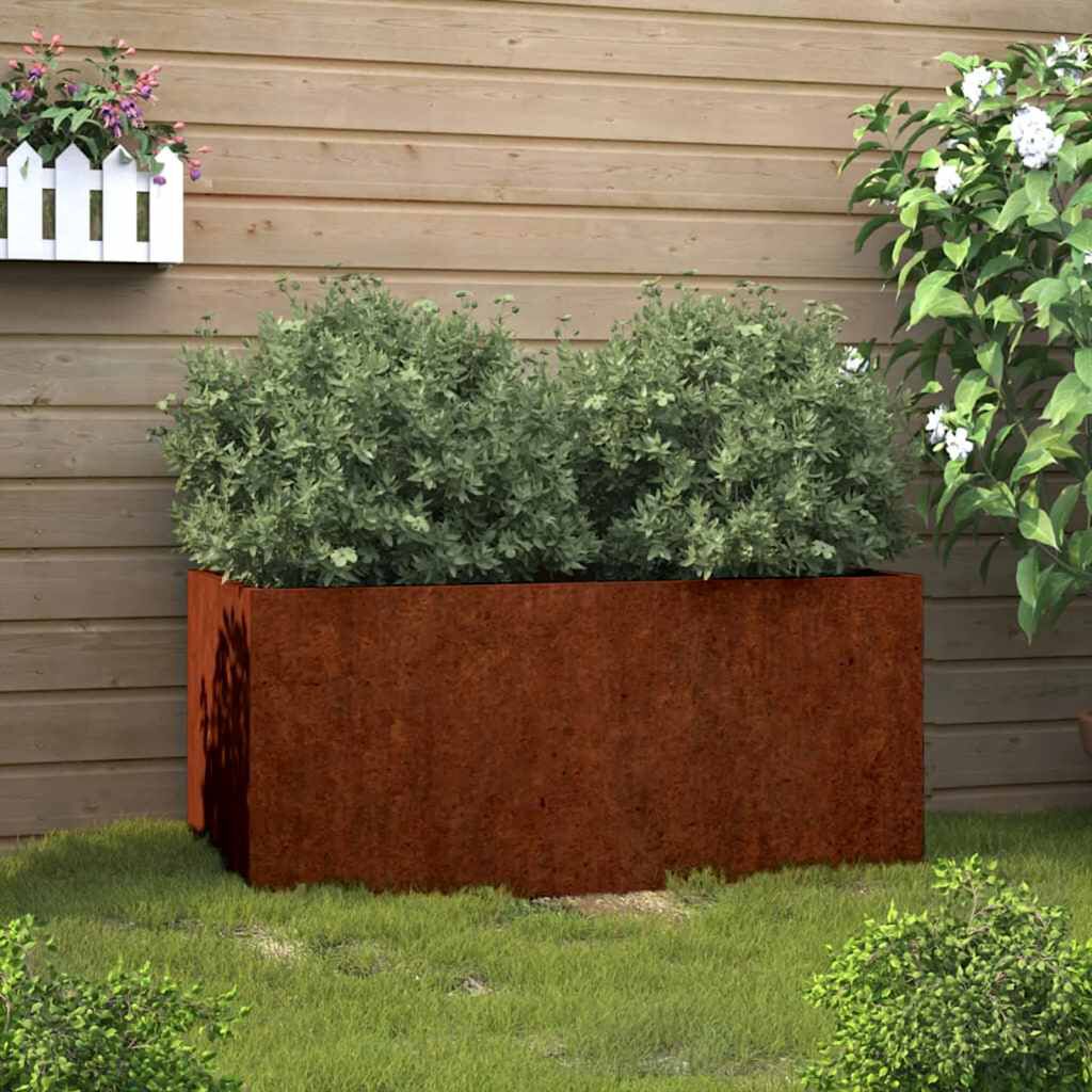 Image of 62x30x29 Cm Durable Corten Steel Garden Planter Raised Bed, Sturdy, Stable, Rust-resistant, Easy To For Outdoor, Garden, Balcony Use