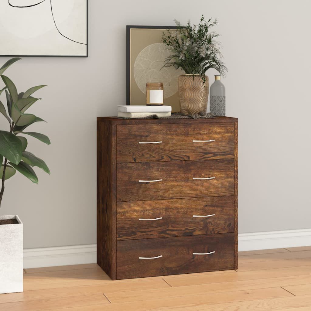 Dresser With 4 Drawers 60x30.5x71 Cm Smoked Oak