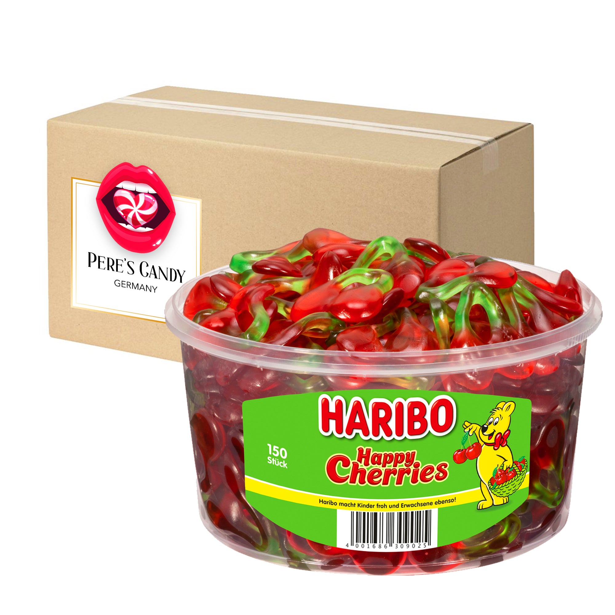 Haribo Happy Cherries 150-pack - Cherry Flavored Gummy Candy 1200g