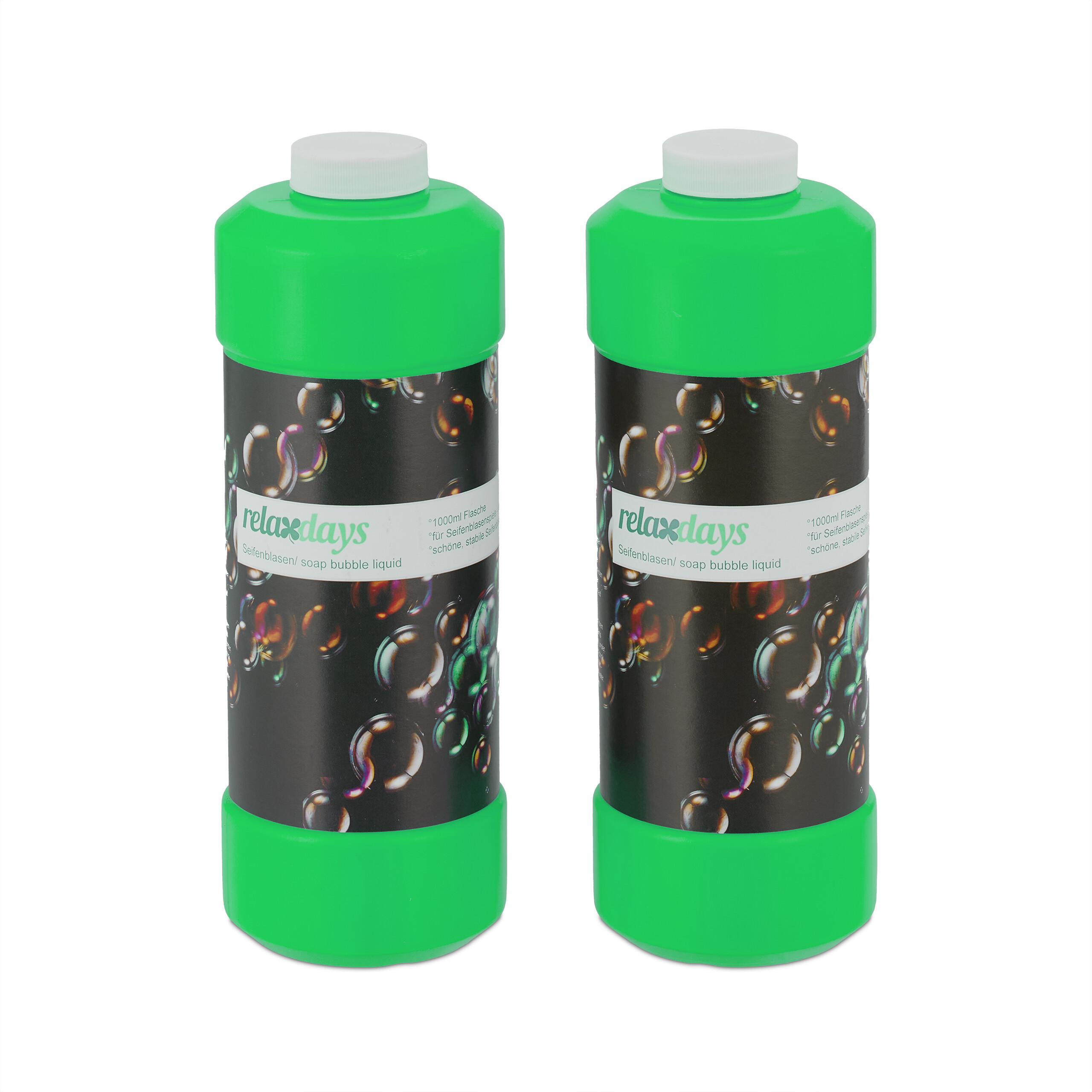 TEMU Líquido para pompas verde, set de 2, 1 litro de solución lista para usar por botella, envases de plástico de 23 x 8 cm, resellables, para