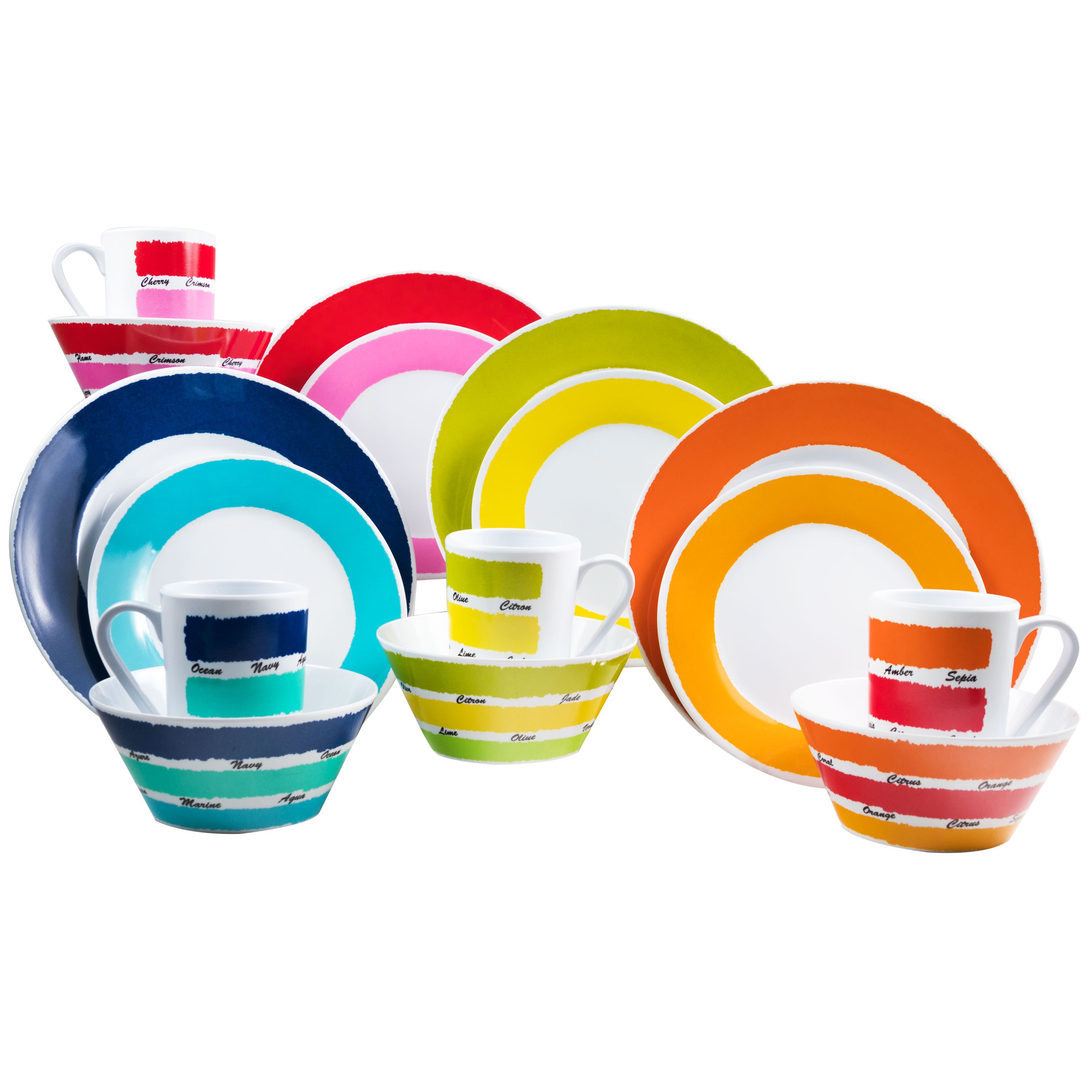 Melamine Camping Dishes 16pcs Set For , Break-resistant, Colorful, Modern, Dishwasher Safe