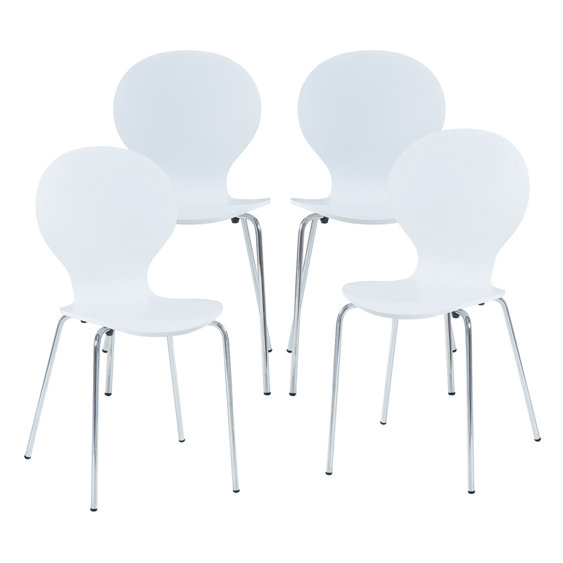 Dining Chair 'etne' 4-piece Set, Wood And Metal, 85 X 48 X 50 Cm