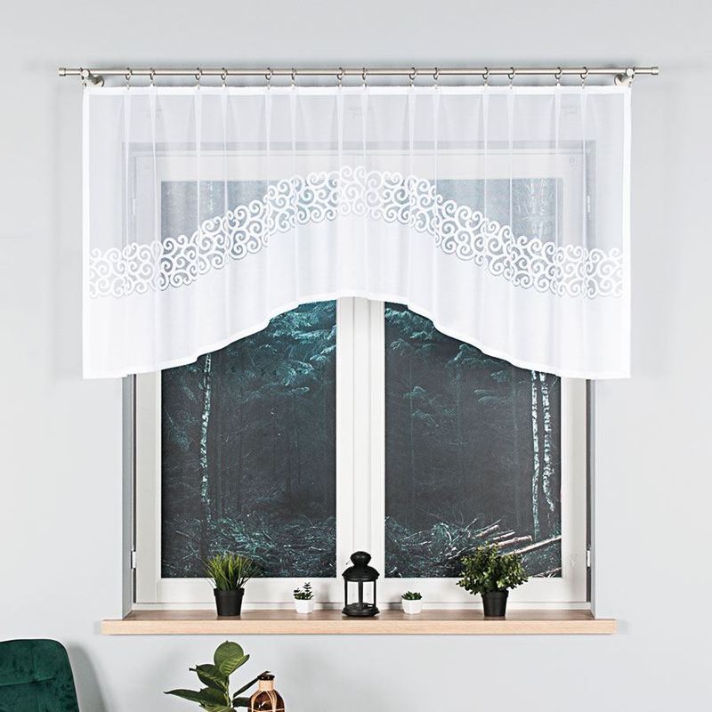 - Jacquard Curtain With A Hem At - 250x90 Cm - White