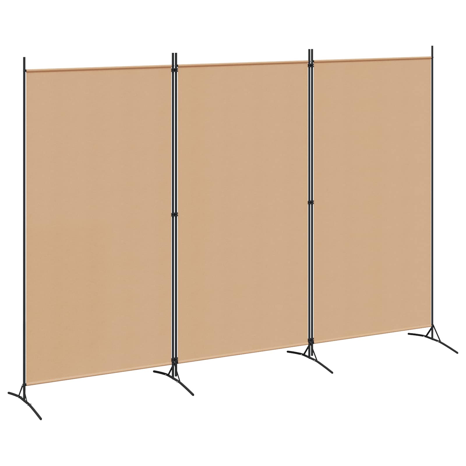 vidaXL 3-Panel Room Divider Beige 260 x 180 cm Stof, Woonkamer, rechthoekige, moderne scheidingswand, opvouwbaar, privacy scherm voor compacte ruimtes