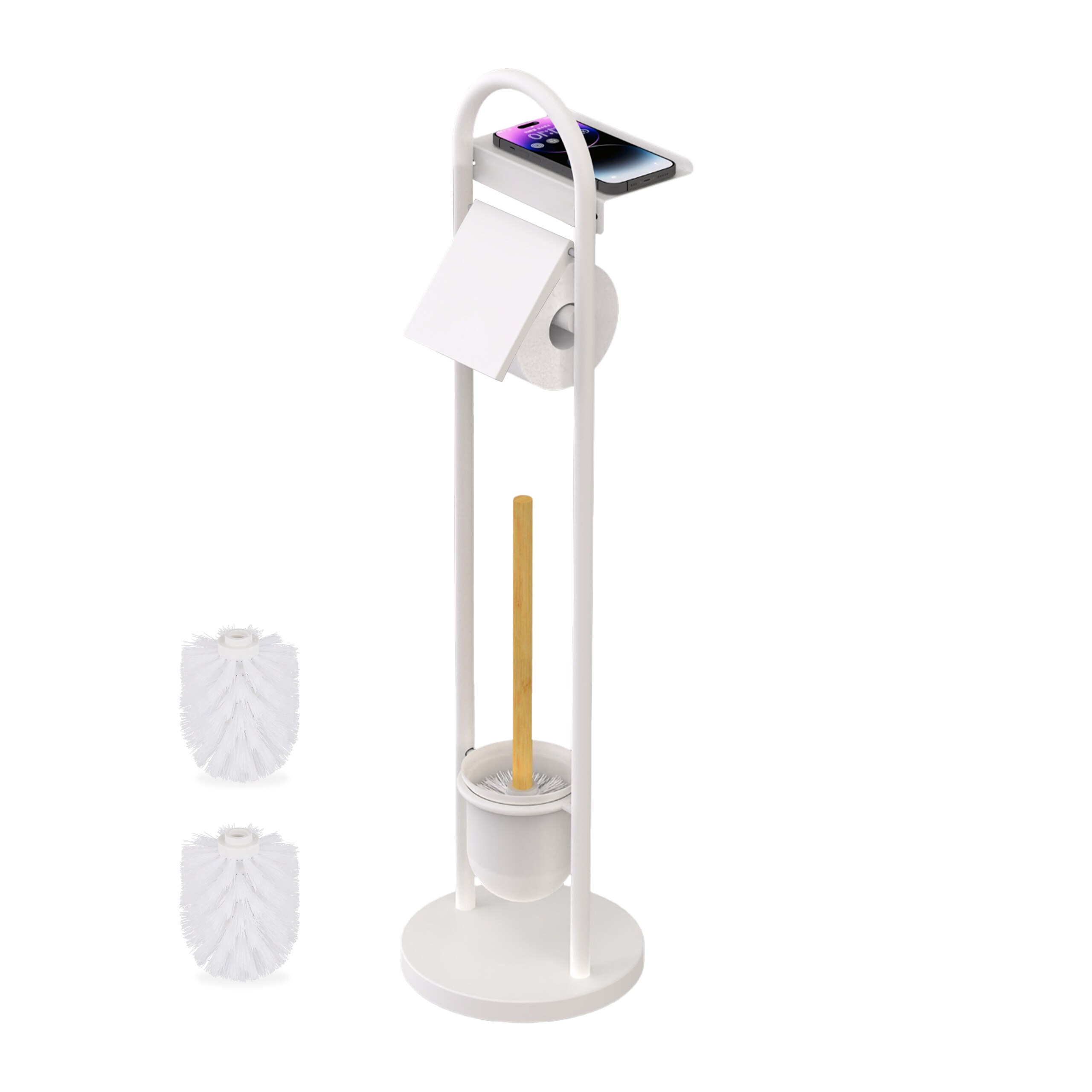 White/natural Toilet Set - (w)21.5 X (h)79 X (d)21.5 Cm