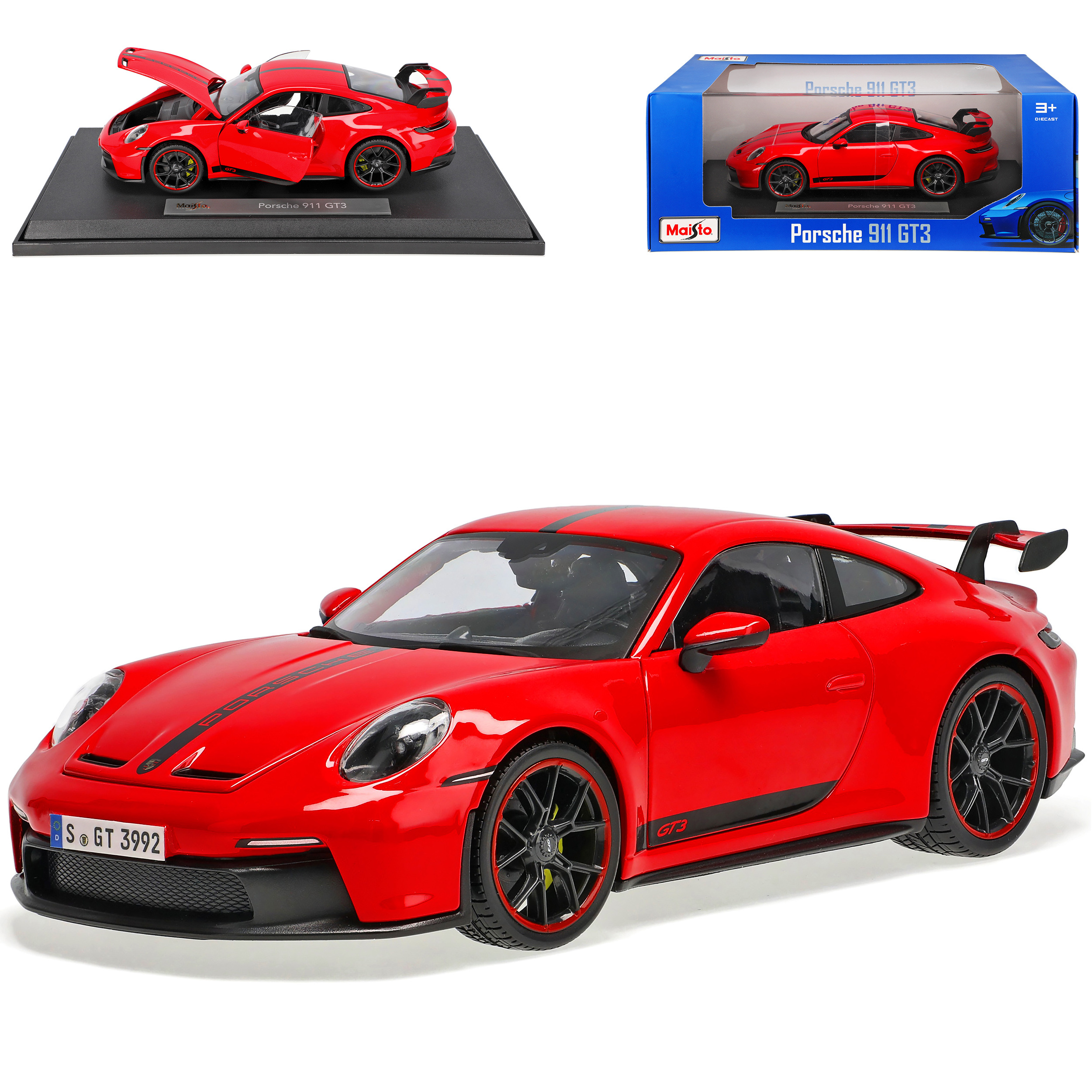 Image of Coupe Red With Stripes From 2019 Version From 2022 1/18 Maisto Model Car
