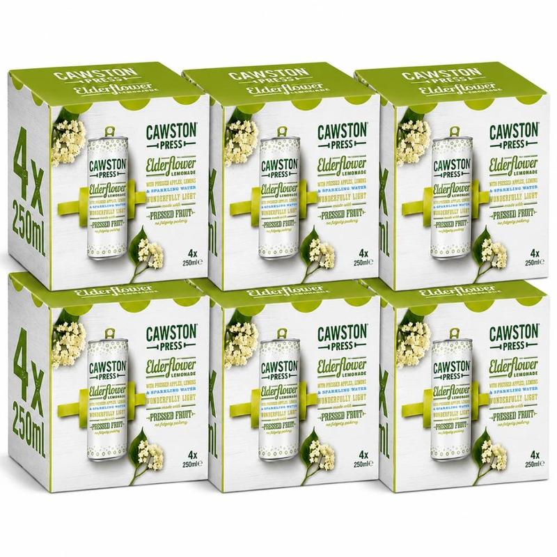 TEMU Cawston Press Elderflower Lemonade 250ml Cans, Pack Of 24 (6x4pk) – Sparkling Drink With Pressed Apples & Lemons