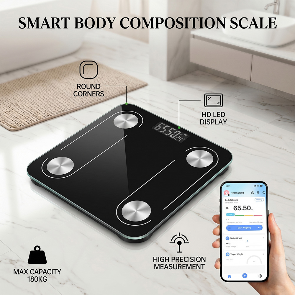 Body Fat Scales People With Large Display 180 Kg / 400 Lbs Personal Scales Digital Analyzer For 13 Values With