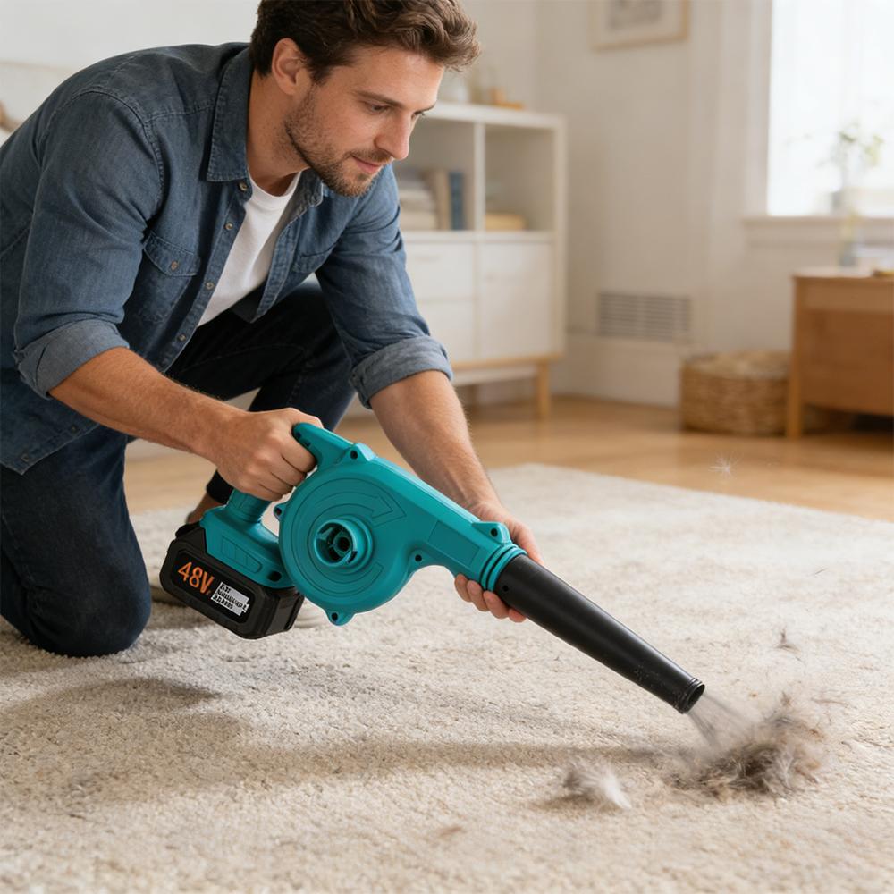 Image of 48v Cordless Blower Portable Dust Leaf Blower For Home Garden Lawn Care Blowing Vacuuming Leaves, Car Corner Dust Clearing, With Battery And Charger (budget)