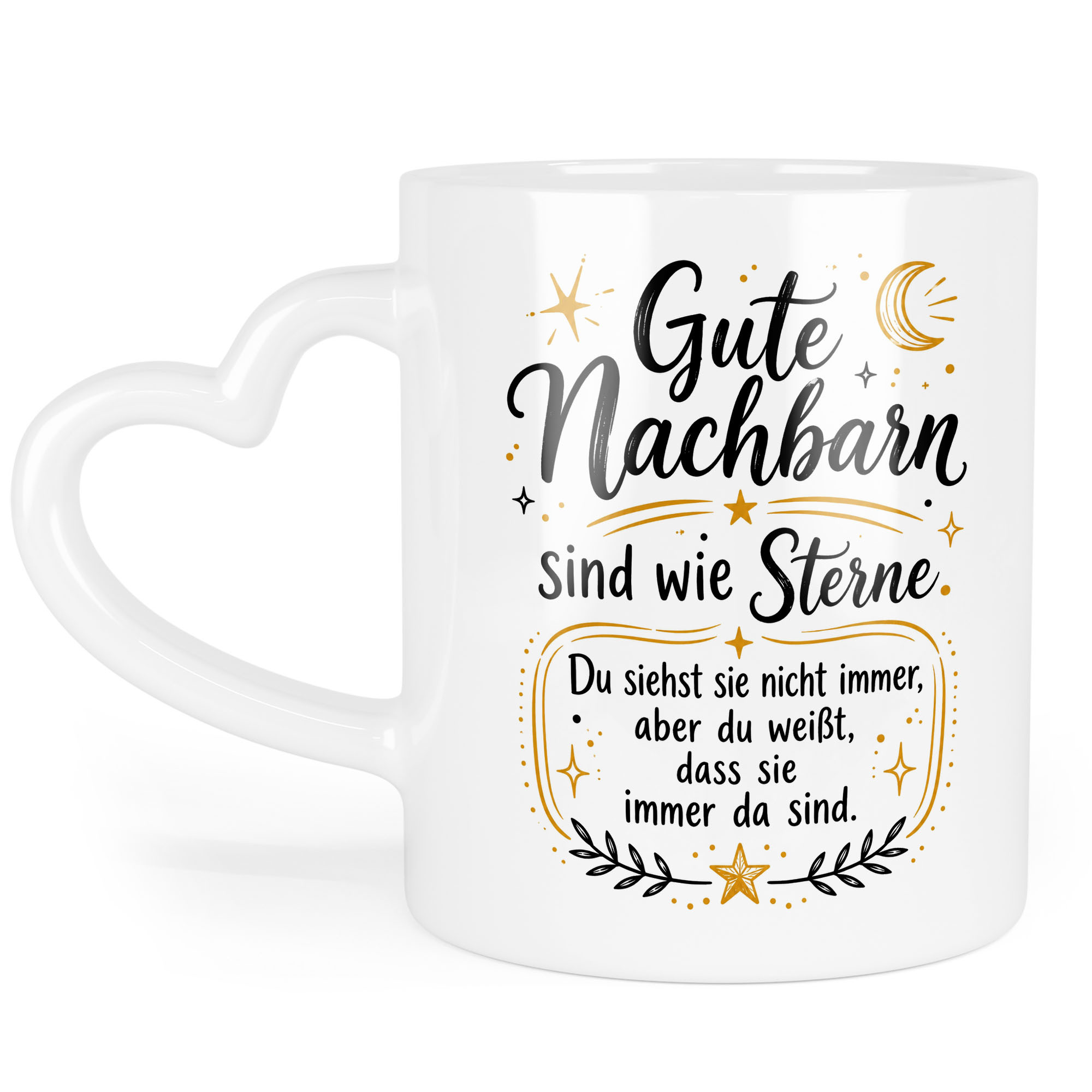 Image of Neighbor Gift Mug - Best Neighbors Quote " Are Like Stars" - Gift Idea For Housewarming, Birthday, Christmas - Coffee Mug With Heart Handle