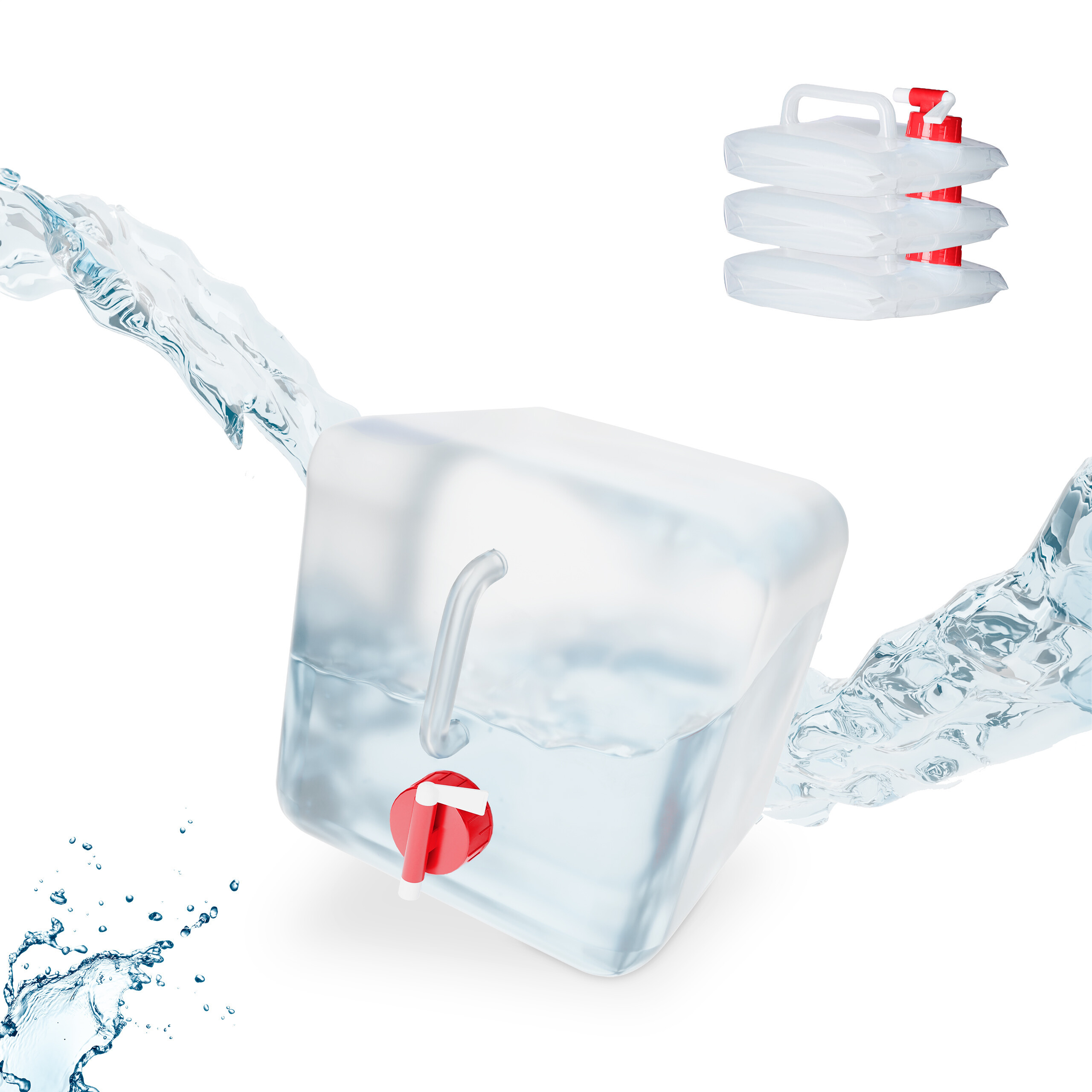 4x Folding Buckets In Transparent/red - 5 L