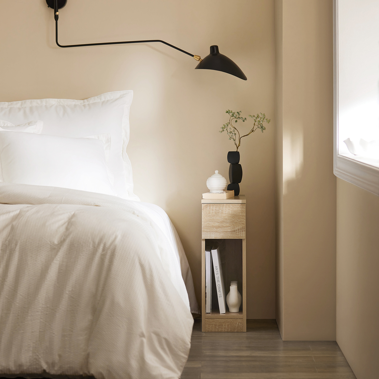 TEMU Comodino comodino per camera da letto con e ripiano comodini per camera da letto e soggiorno Tavolino Naturale L20 x P35 x A60 cm FBT111-N SoBuy