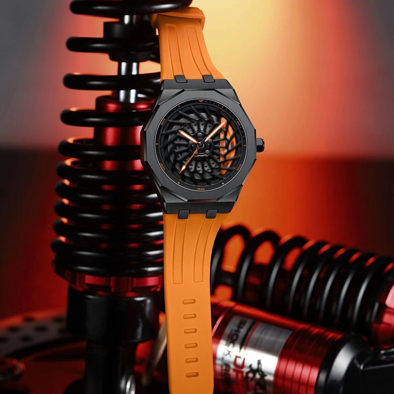 3D Rim Watch Band, Stainless Steel & Mineral Glass, Quartz Watch Accessory, Stylish Timepiece Upgrade