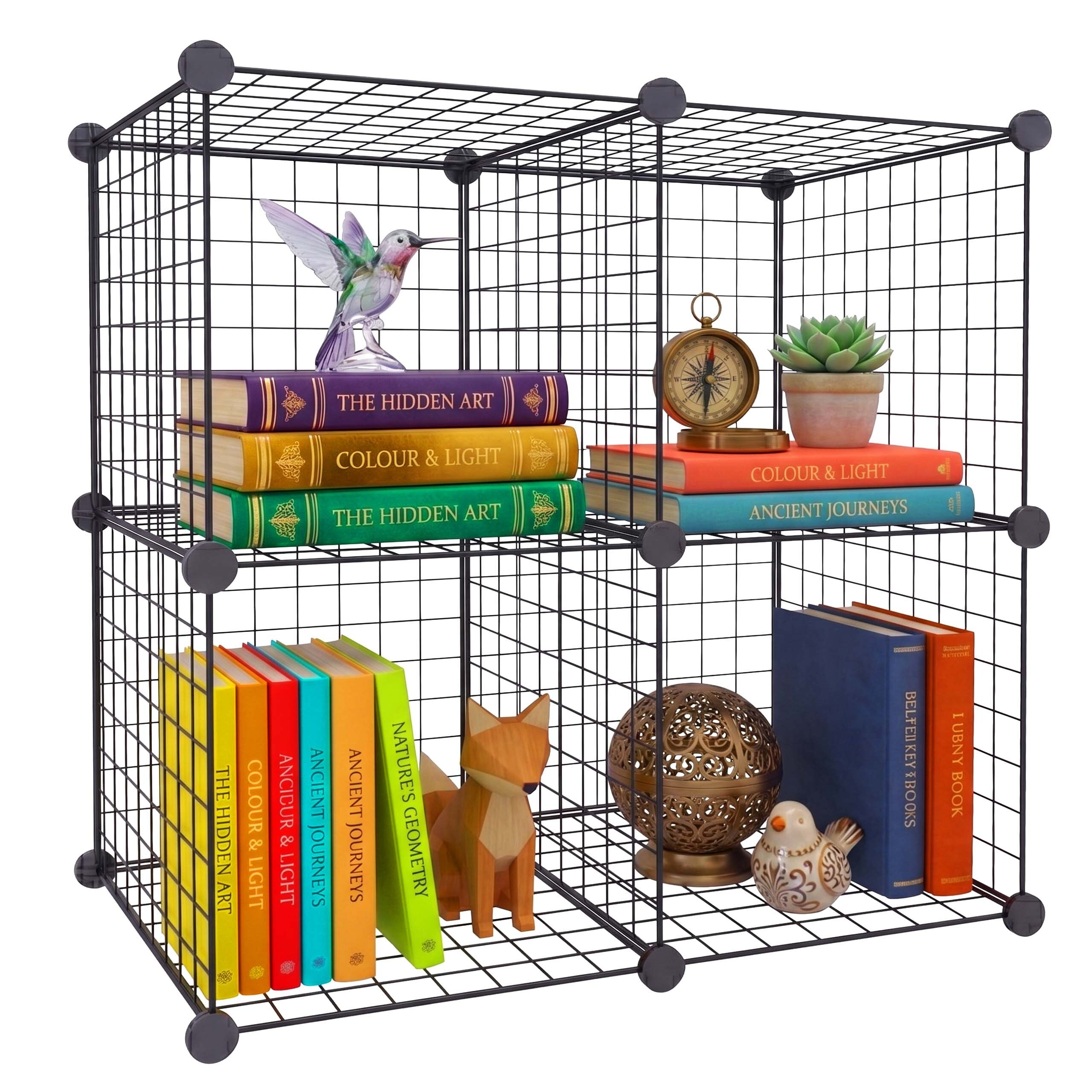 Shelving Unit "4 Cubes" In Black - (w)75 X (h)75 X (d)37 Cm
