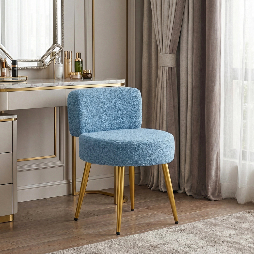 dressing stool with backrest comfy   vanity stool chair for dressing table bedroom livingroom blue 60cm