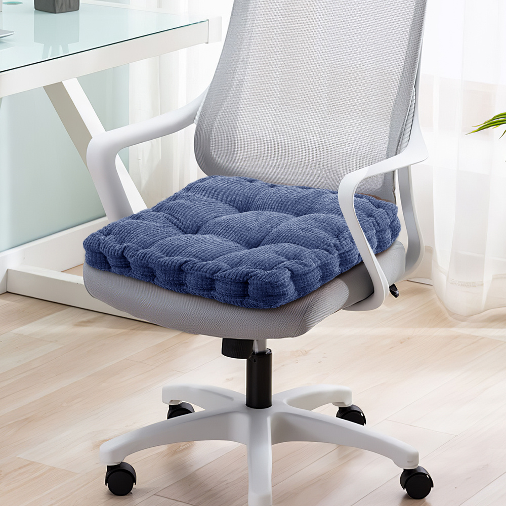 Blue Square Thick Non-Slip Cushion, 40cm, Casual Use