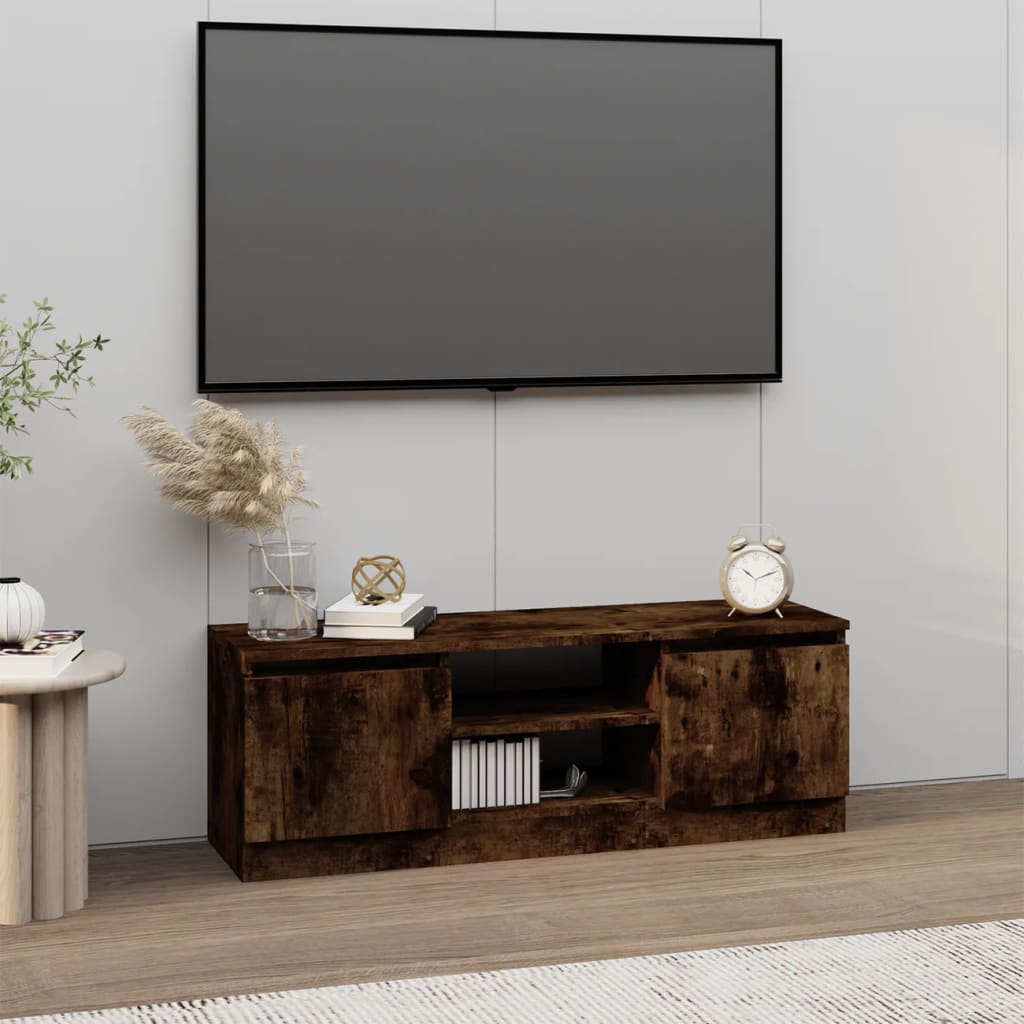 Image of Vidaxl Tv Cabinet With Door Lowboard Tv Furniture Table Board Sideboard Tv Cabinet Tv Table Hifi Cabinet Living Room Smoked Oak 102x30x36cm