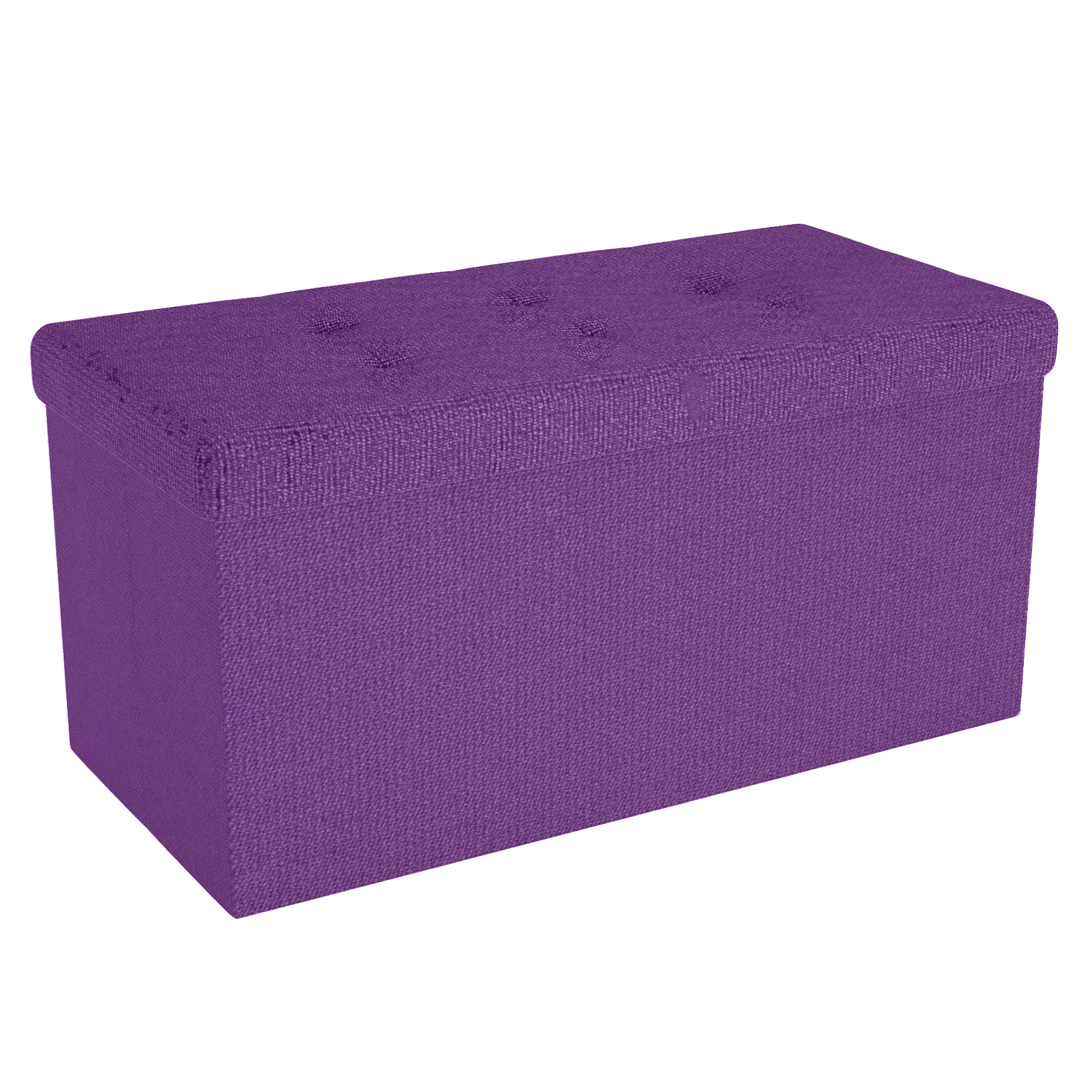 Intirilife Foldable Stool 76x38x38 Cm Ottoman Storage Cube With Lid And Storage Of Fabric With Dents - Footrest Foldable Storage Box Chest Stool