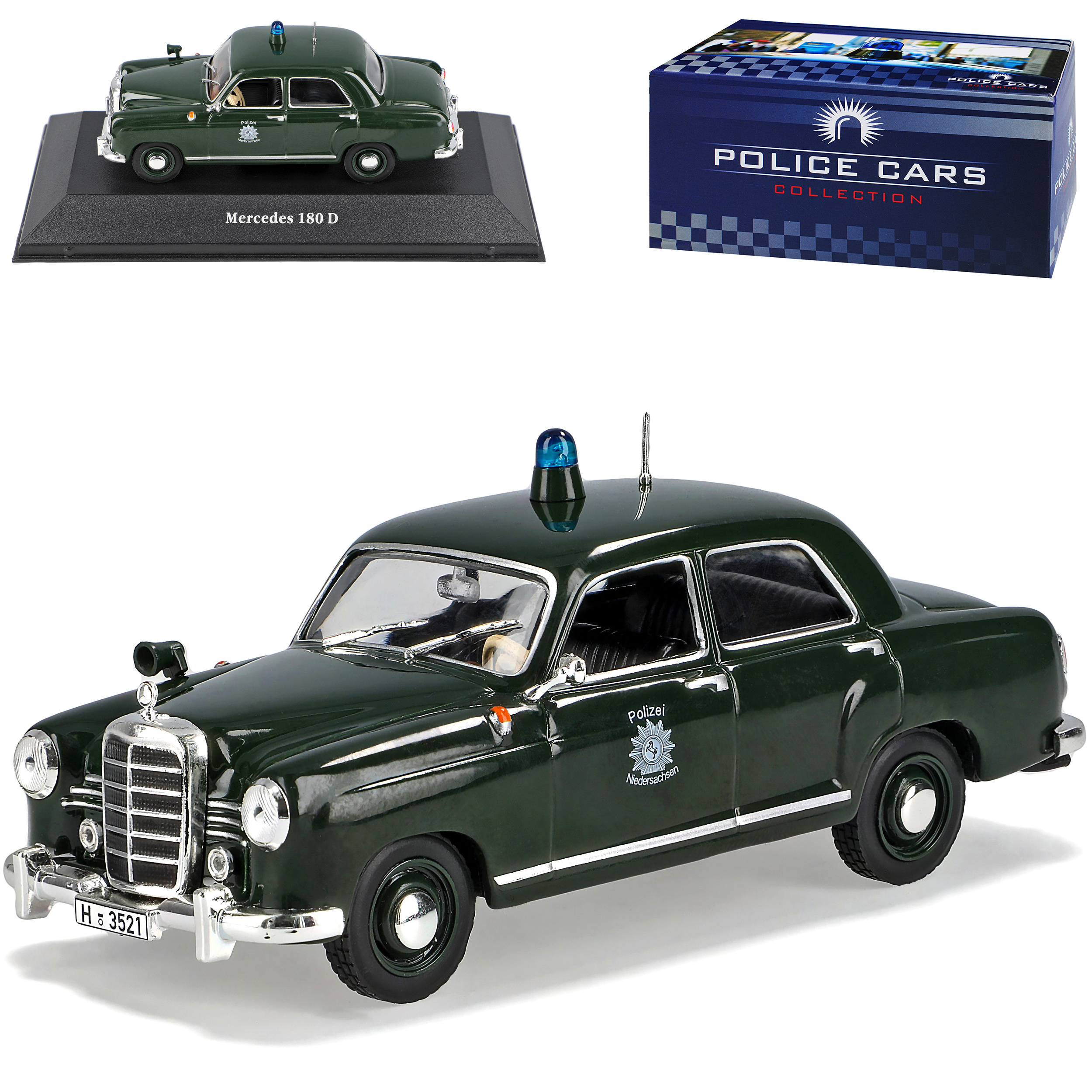 Image of Mercedes-benz 180 D W120 Sedan Green Police Small 1953-1962 1/43 Atlas Model Car