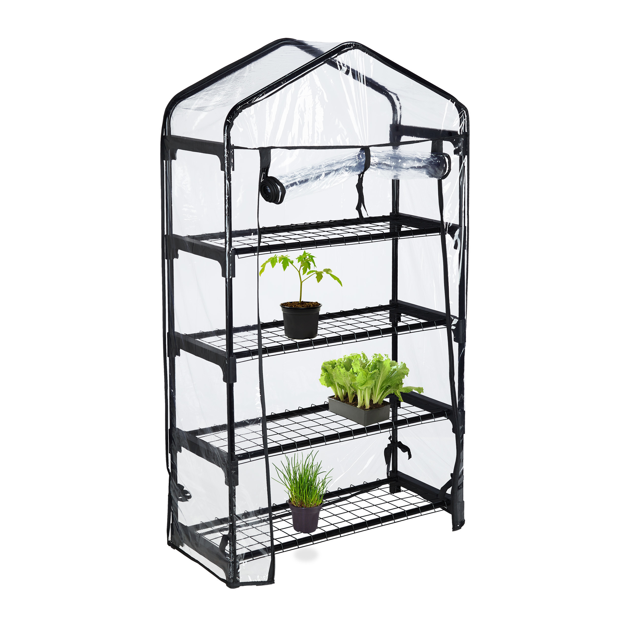 E-shop Balkongewächshaus in Schwarz/ Transparent - (B)69 x (H)125 x (T)29 cm
