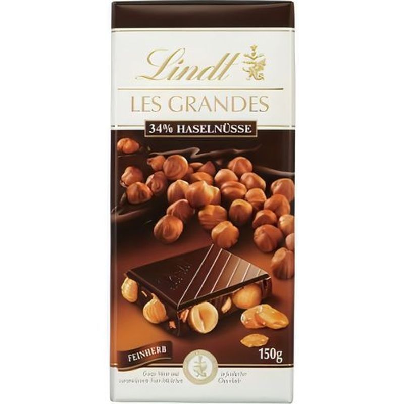 Image of Lindt Les Grandes Fine Dark 34% Hazelnuts - Chocolate - 150 Grams