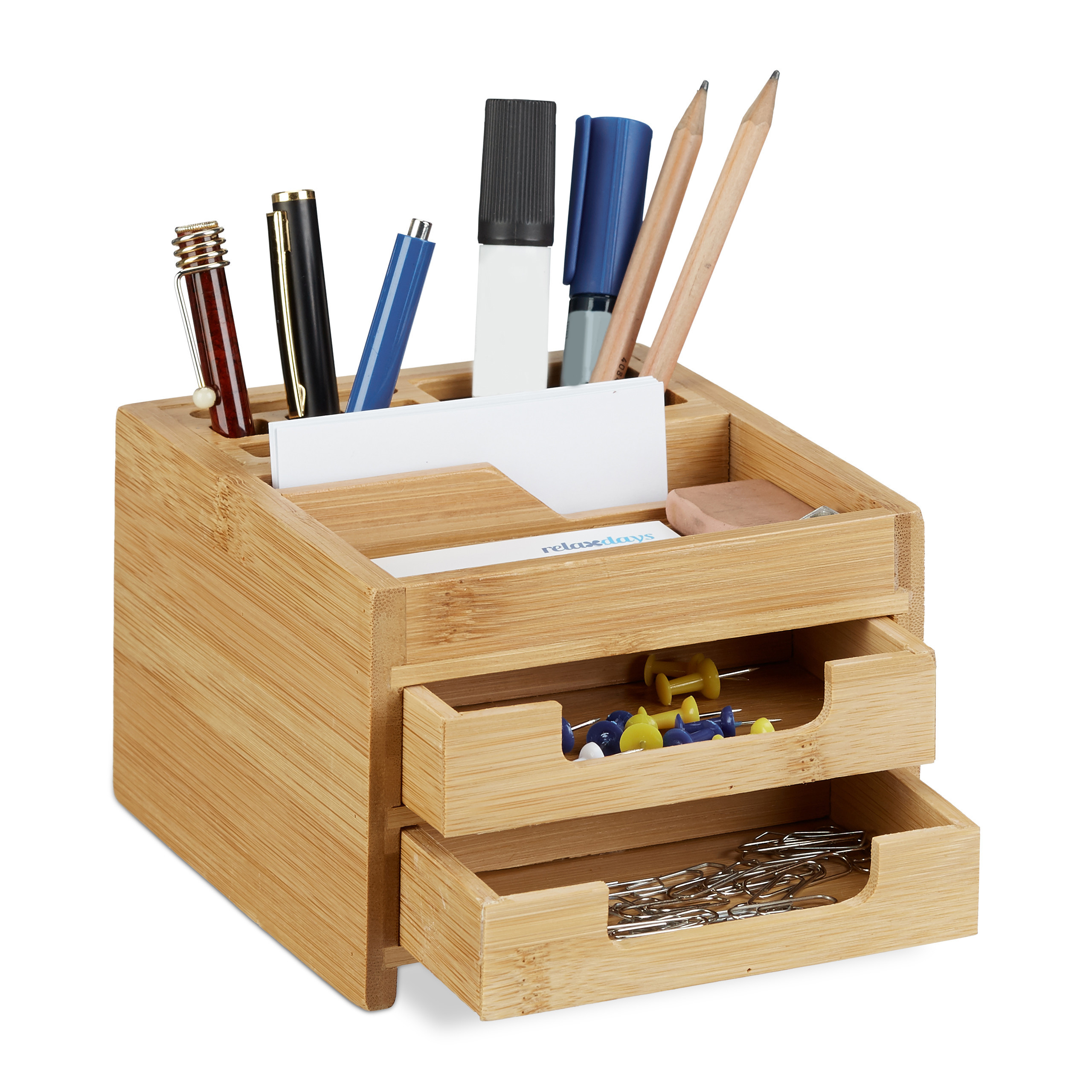 Wooden Desk Organizer - (w)12.5 X (h)9.5 X (d)15 Cm