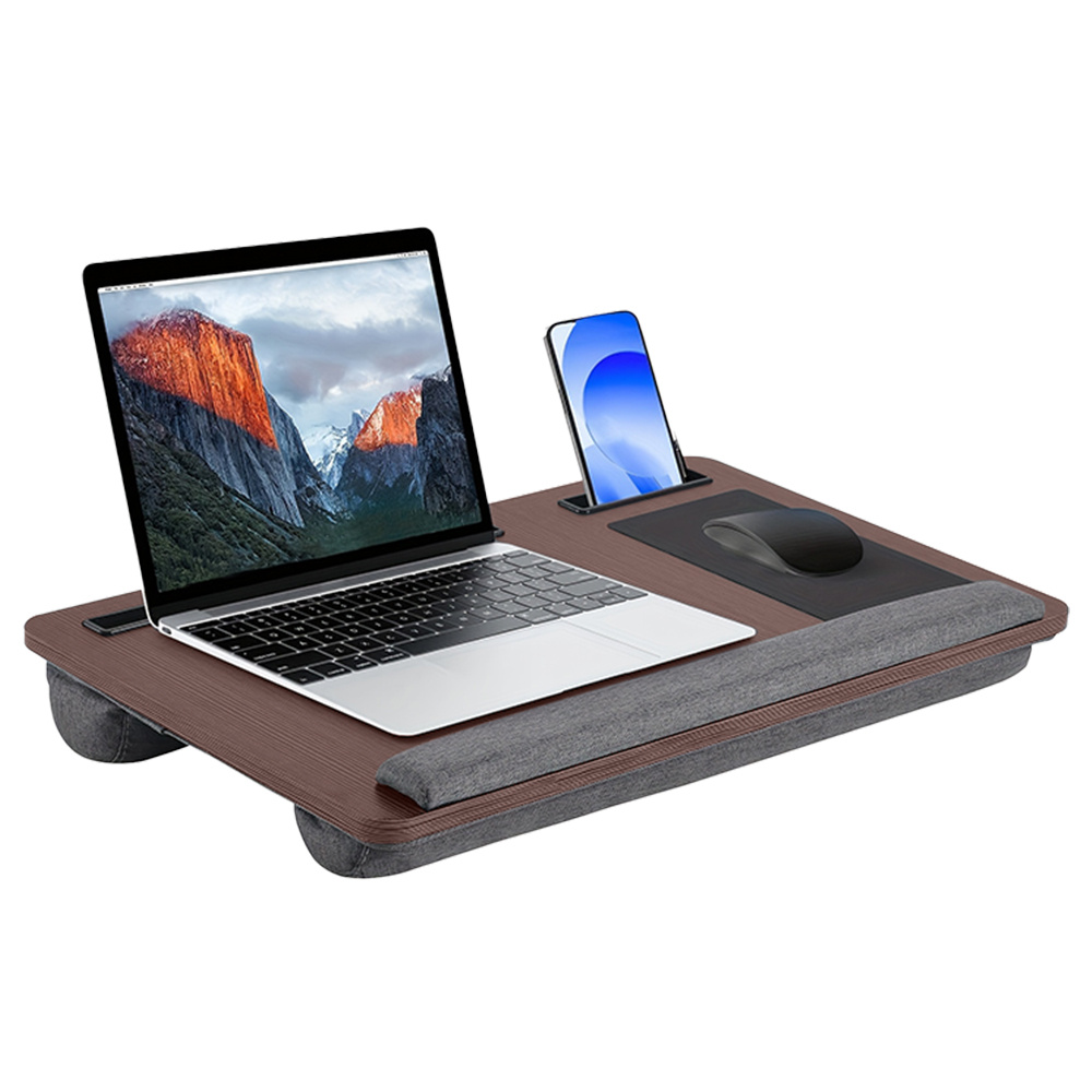 Space- Folding Bed Desk - Large Wooden Lap Desk With Mouse Pad, Device Slots & Carry Handle, Create A Portable Office Anywhere In Home, Ideal For Remote Work, Studying, And