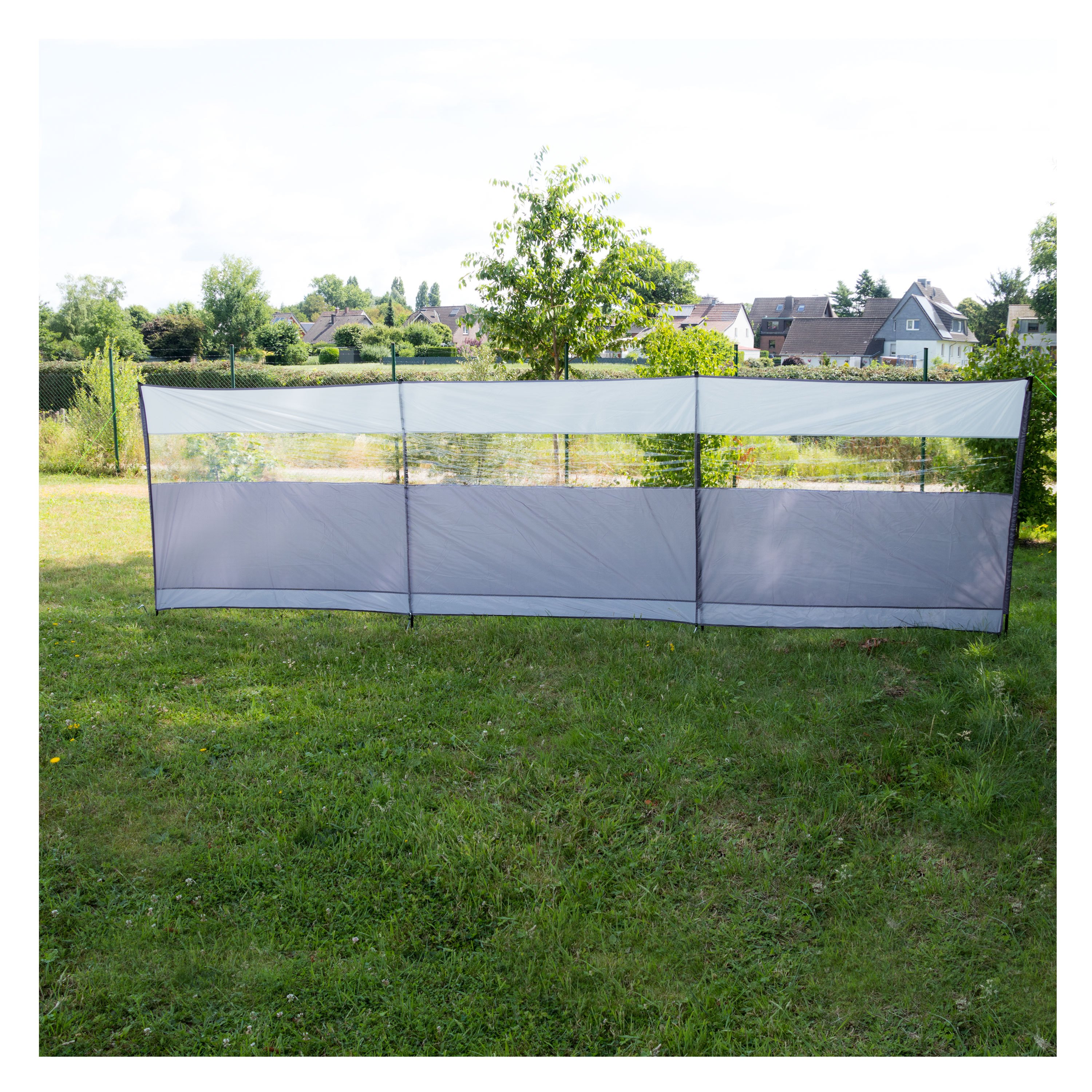 Windscreen With Steel Rods 500x140cm With Sight Window - Sight Protection With Guy Ropes | Mobile Protective Wall With Light Assembly - Variable Assembly