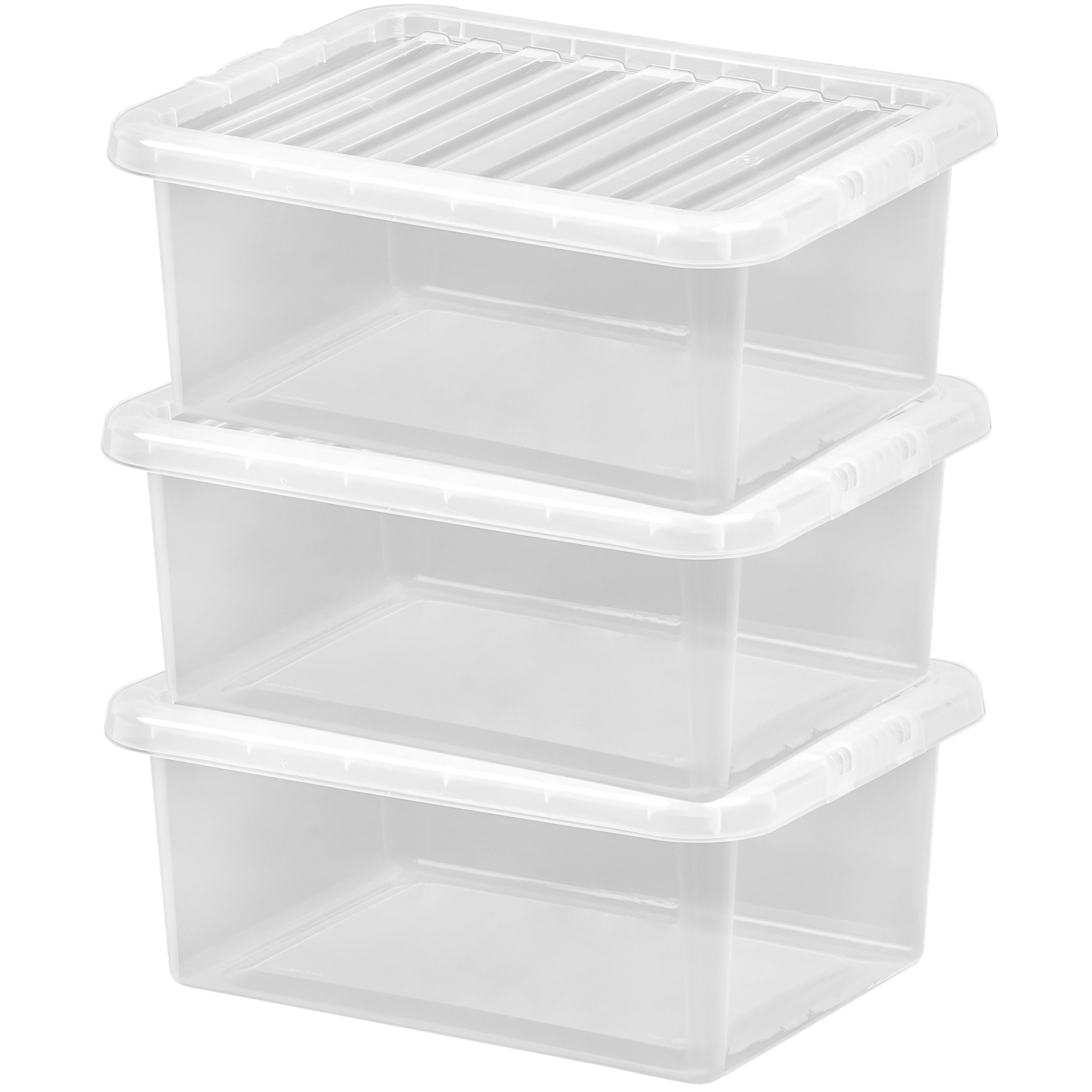 Image of Storage Box With Lid 17 - 42x33x17cm - Transparent - Stackable Container Box Lid Box Boxes Plastic Plastic Box Dust Box Storage Underbed Underbed Box