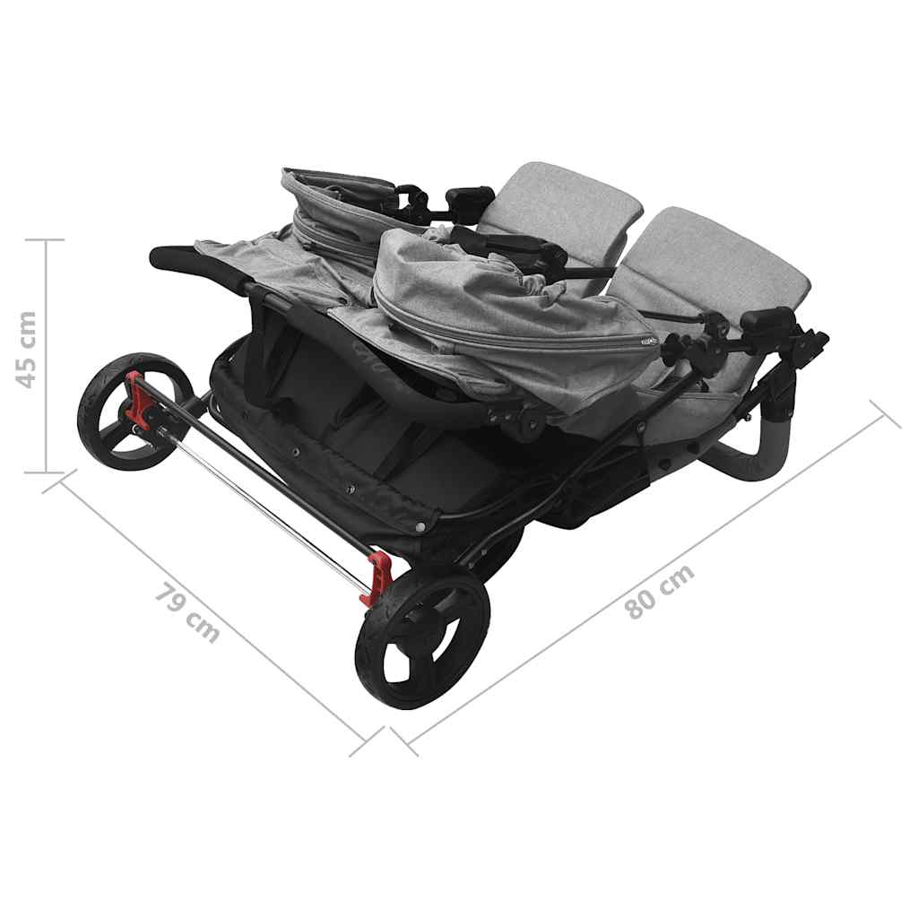 Lichtgrijze Stalen Dubbele Kinderwagen - Babywagen, Lichtgewicht Dubbele Kinderwagen, Opvouwbare Dubbele Kinderwagen, Gezinswagen, Kinderaccessoires