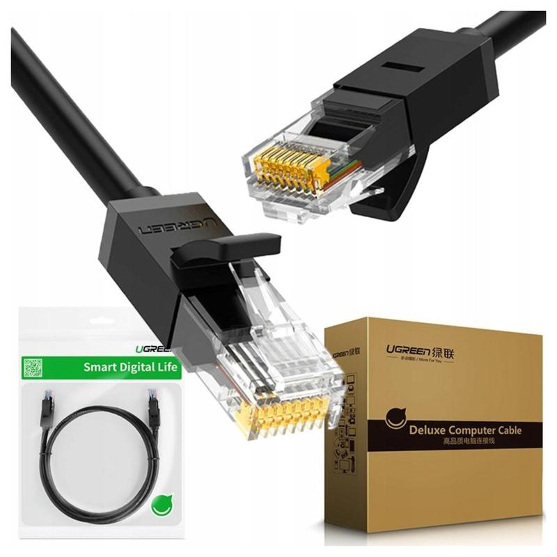 Image of Ugreen Nw102 Network Cable, Ethernet Rj45, Cat 6, Utp, 10m, Black, , High Quality