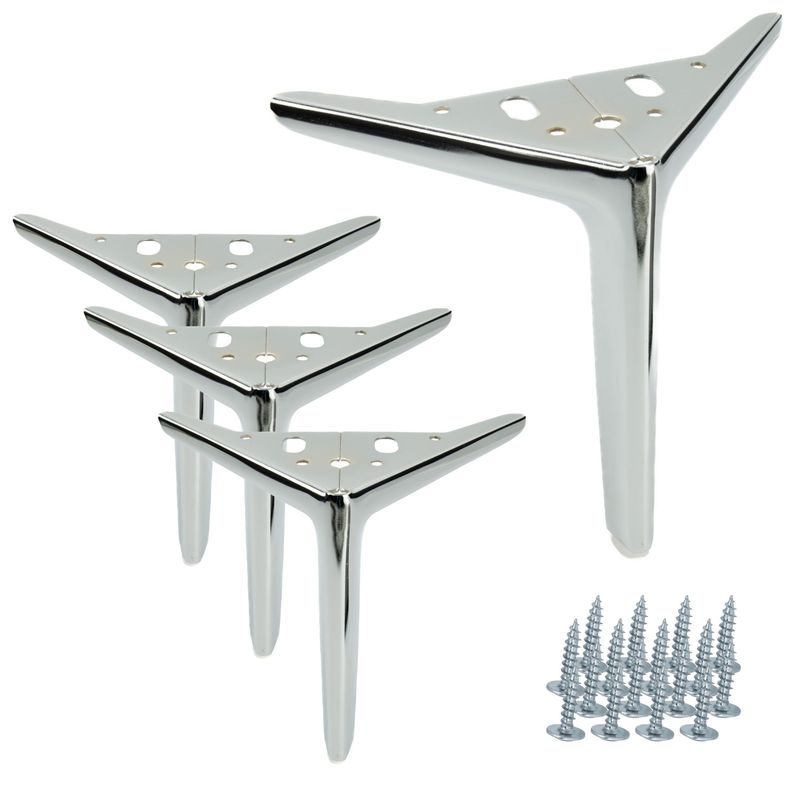 TEMU Set aus 4 Anchor Elegant Möbelbeinen, Silber Chrom, 18 cm – Stabile Metallbeine für Tische, Kommoden, Sofas und Schränke, Modernes Elegantes