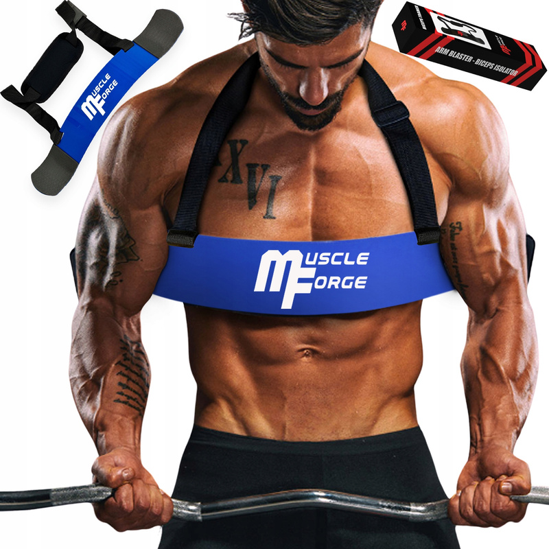 Arm Blaster, Bicep Isolator For Precise Training - Bicep Isolation, Bodybuilding, Strength Training, Adjustable Straps On The Shoulder, Steel, Unisex, Blue
