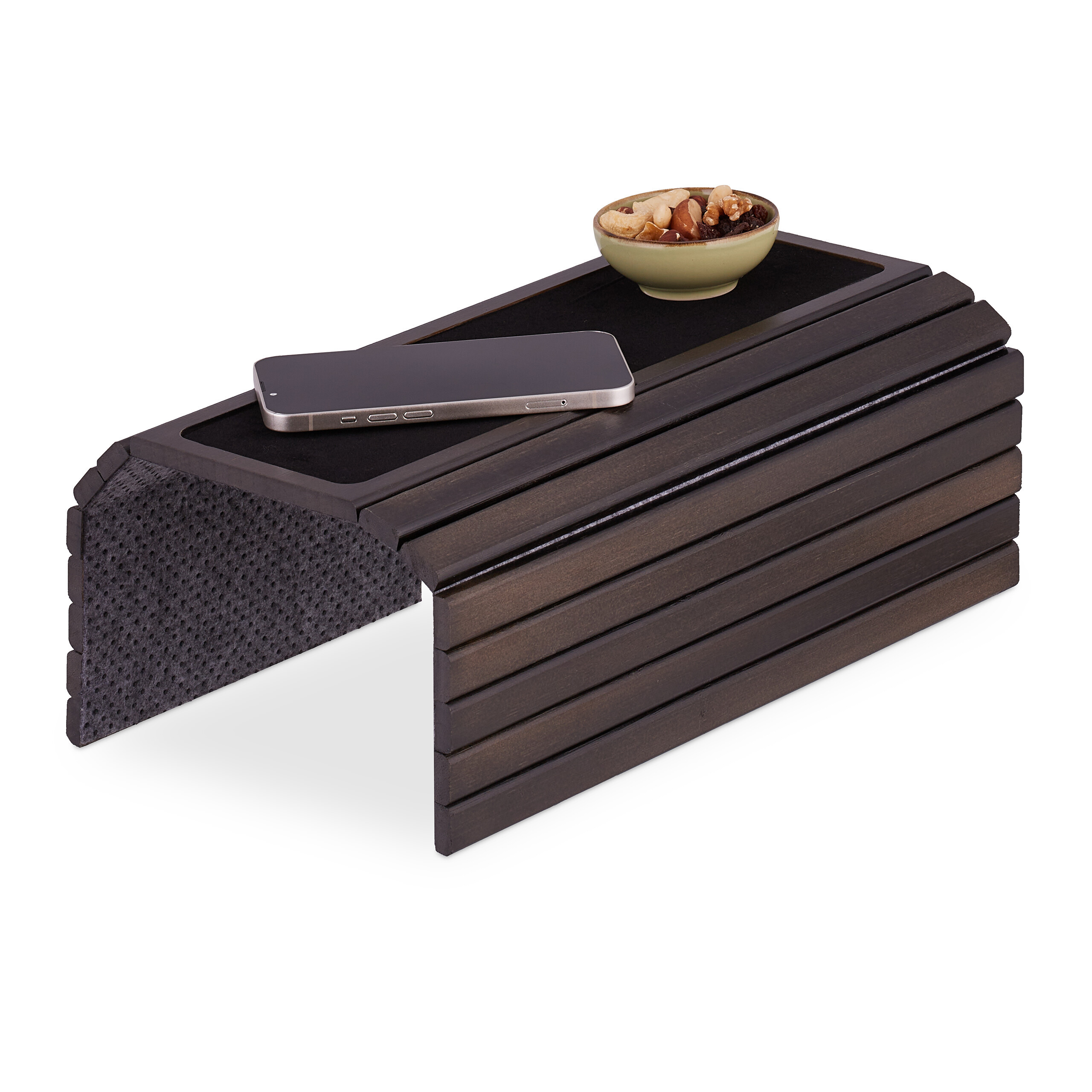 E-shop Relaxdays Sofatablett Armlehne, Bambus, Armlehnentisch für Couch und Sofa, BxT: 42 x , Sofaablage Getränke, braun