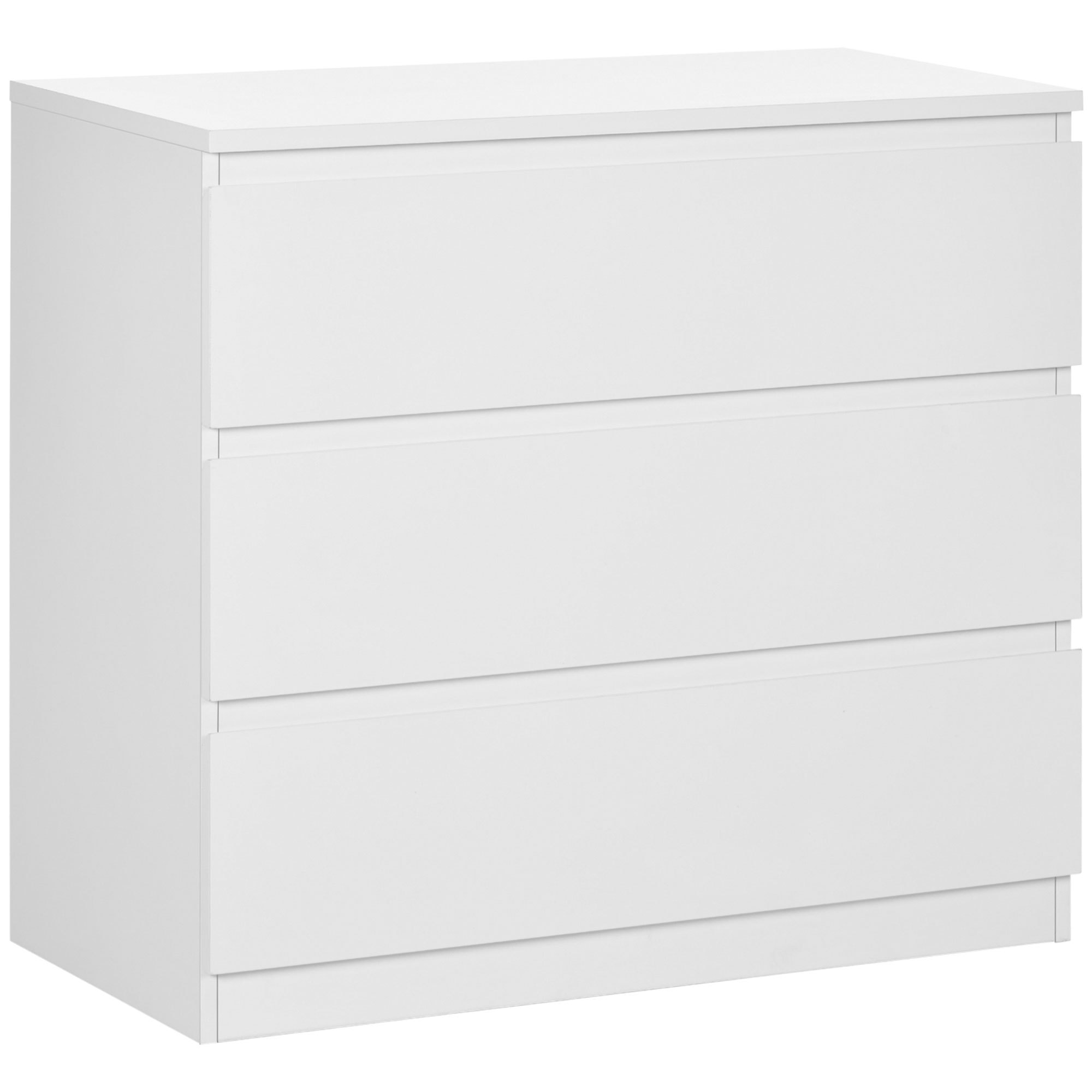 TEMU HOMCOM Commode 3 tiroirs meuble de rangement en style moderne pour chambre à coucher, salon - 80 x 39 x 73 cm, blanc Accueil rangement, système