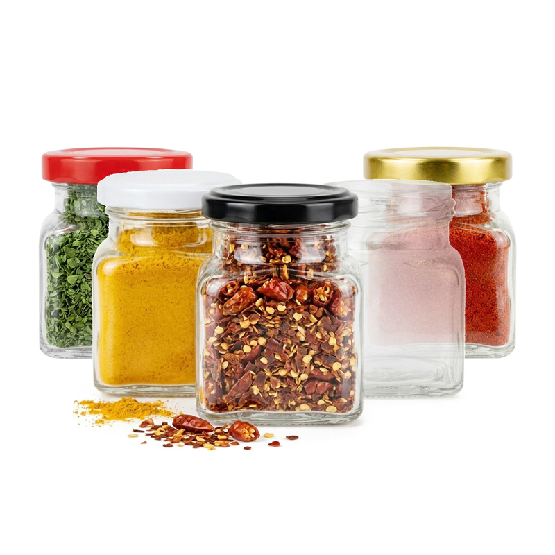 Image of 5-piece Glass Jar Set, 120ml With 53mm Wide Mouth Lid, For Spices, Herbs, Jam, Honey, Tea, Diy Candles, Cosmetics, Wedding Gift, Kitchen Organizer