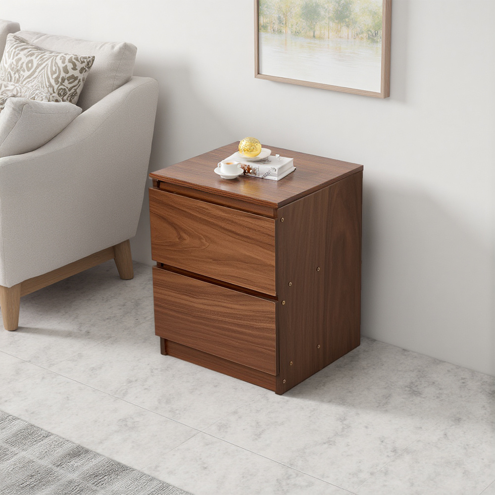 TEMU Wooden Bedside Table With 2 Drawers 32x30x41cm Compact Storage Cabinet Stylish Nightstand, Durable Wood Small Coffee Tea Table, Multi Side End