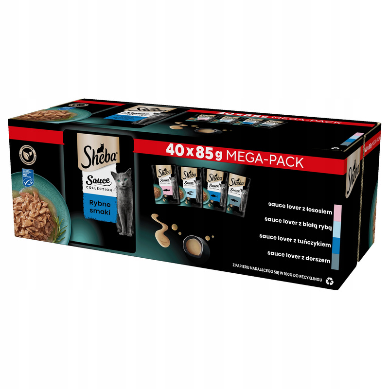 Sheba Sauce Collection Fish Flavors In Sauce Wet Cat Food In Sachets 85 G X 40 Pieces