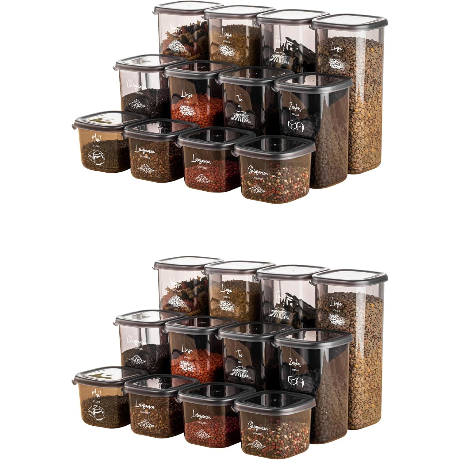 Viwares Airtight Storage Containers With Lids | 24-piece Food Storage Container Set | For Cereal, Flour, And Sugar Storage | Practical Kitchen Storage Foods