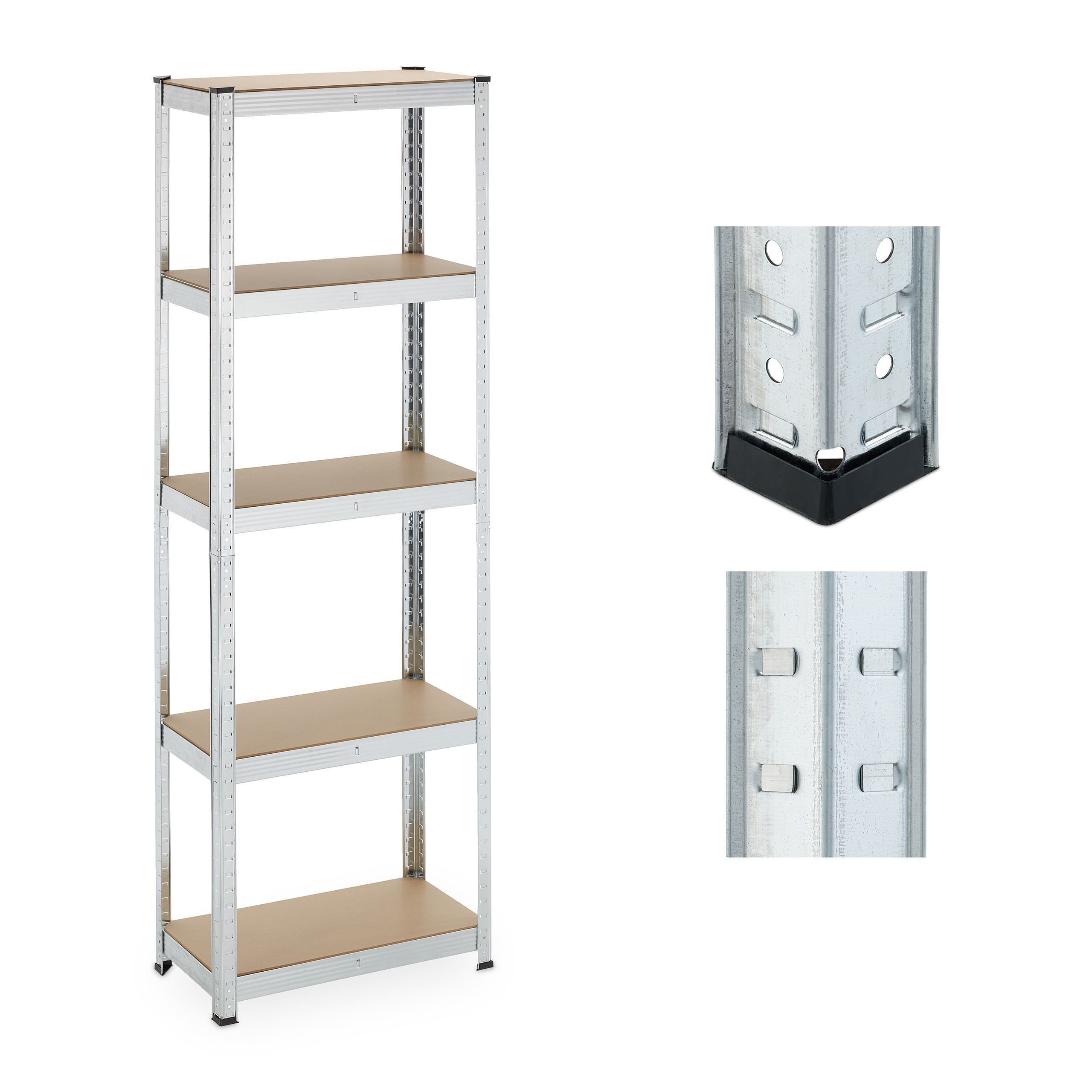 TEMU Heavy-duty Shelving In Silvery - (w)60 X (h)180 X (d)30 Cm